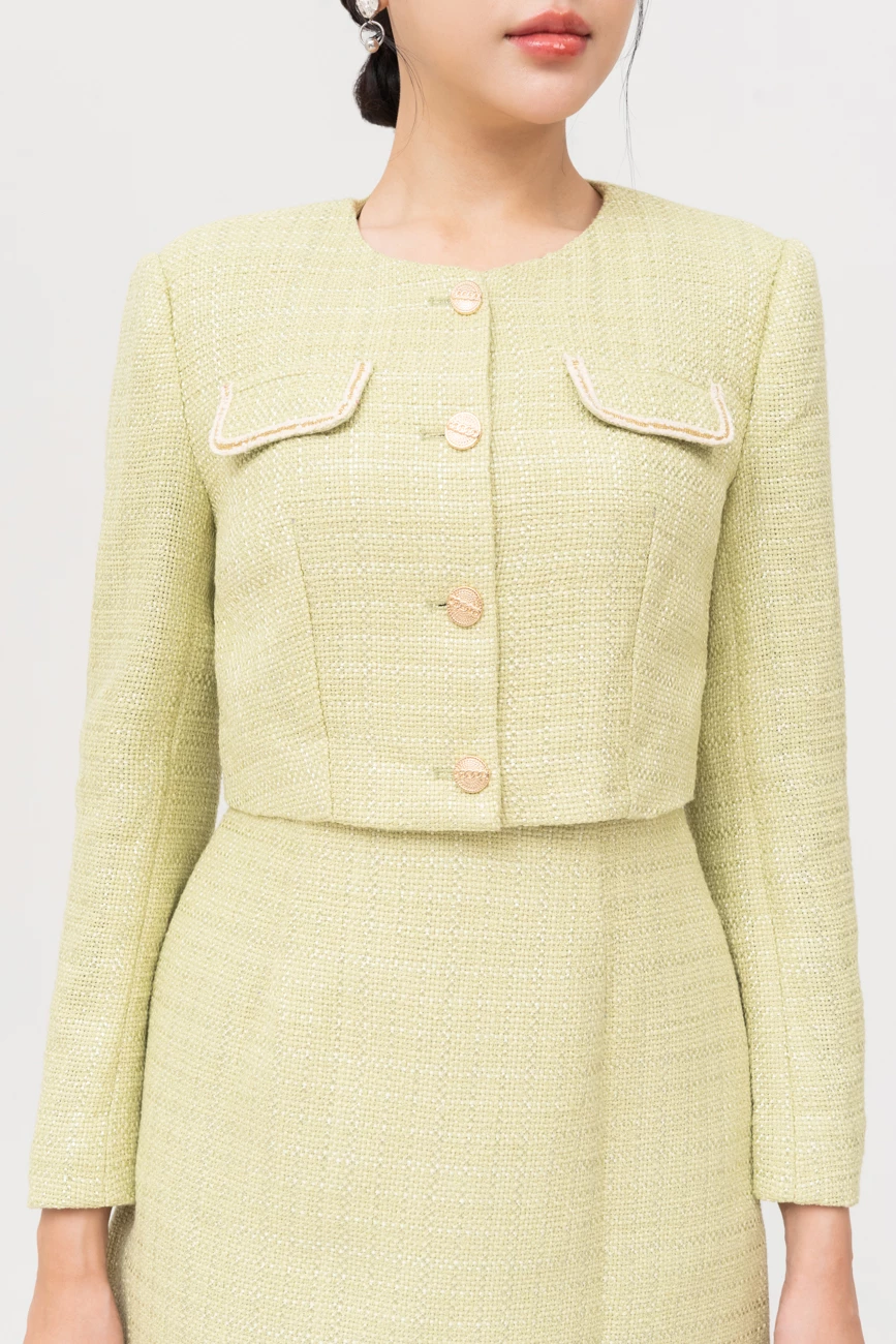 Áo khoác Croptop Tweed trái tim