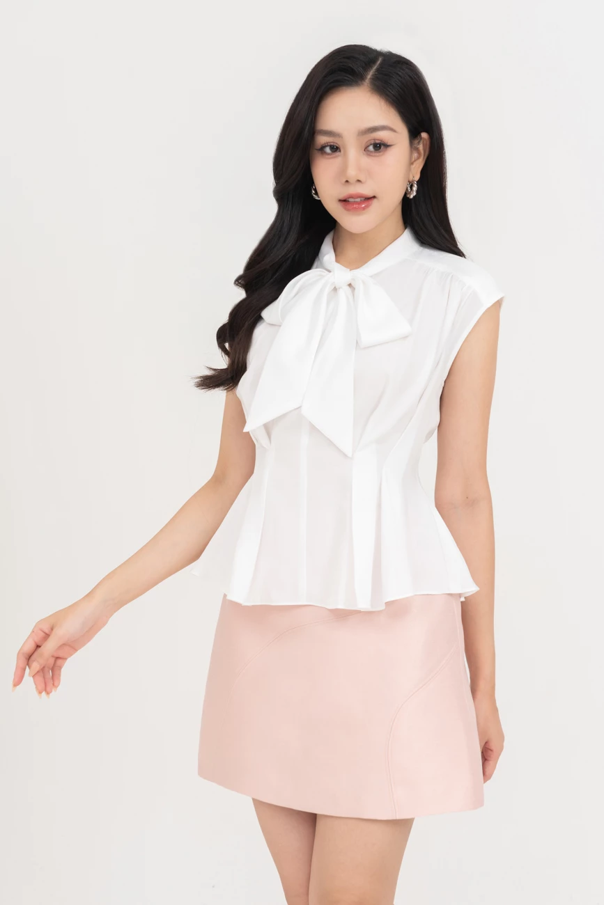 Áo sơ mi peplum cổ nơ