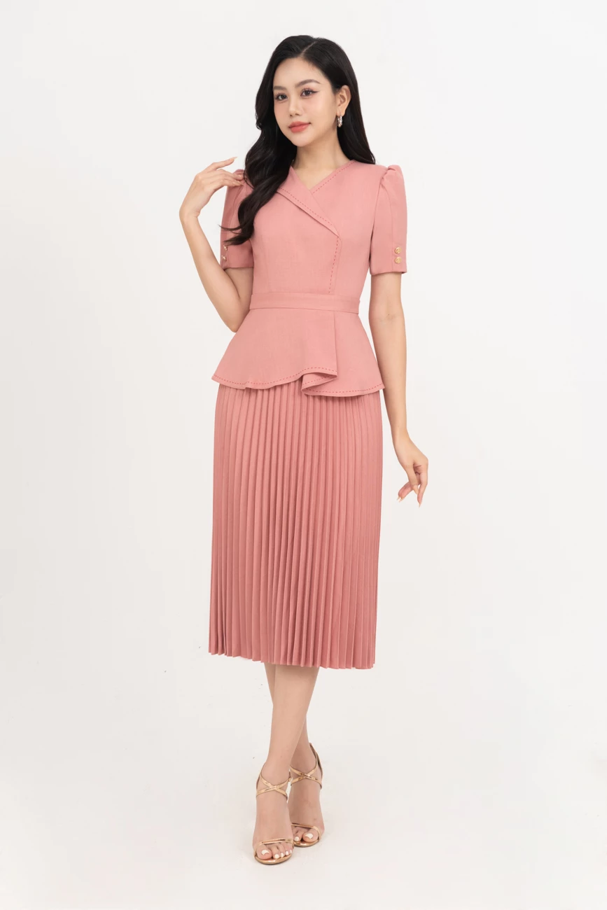 Đầm peplum xếp ly