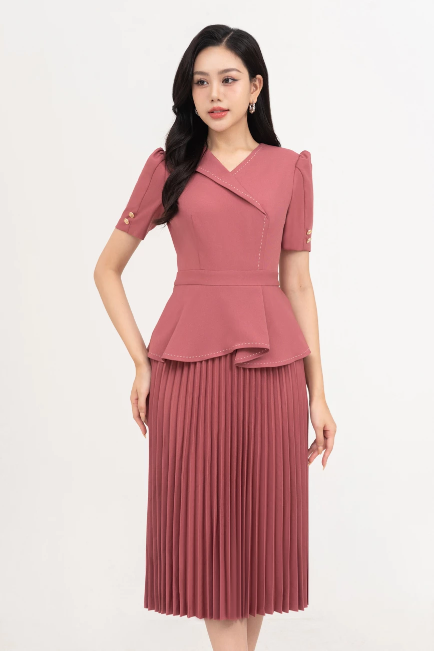 Đầm peplum xếp ly