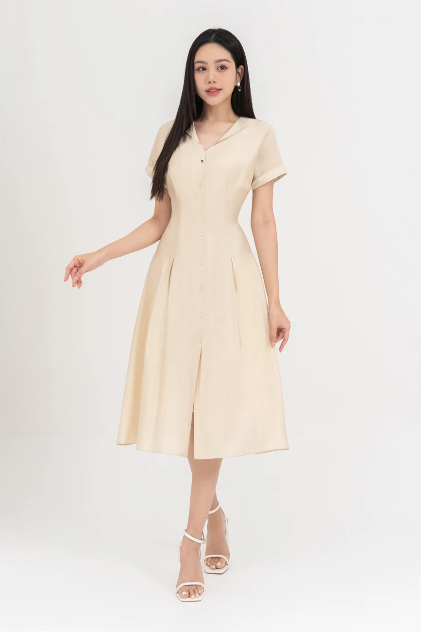 Light Spring Midi Dress - Đầm lụa cổ kiểu