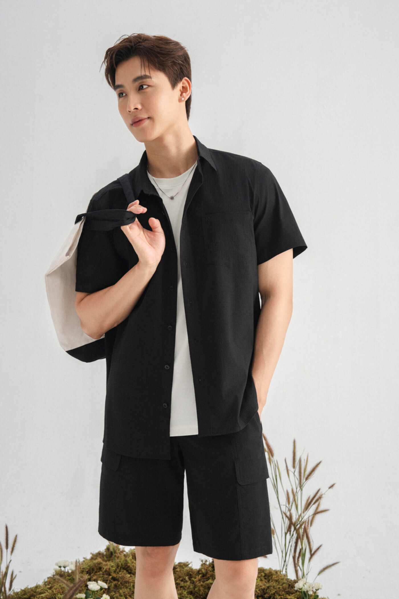 Áo sơ mi Raw cloth Regular tay ngắn