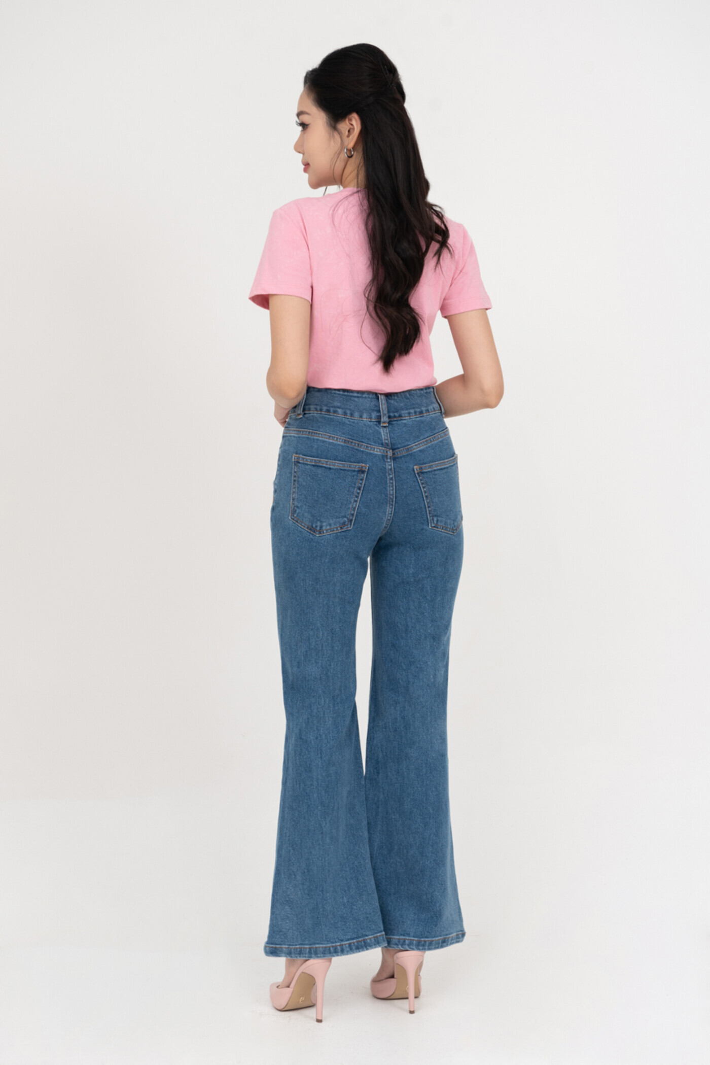 Quần jeans ống loe ly nổi 