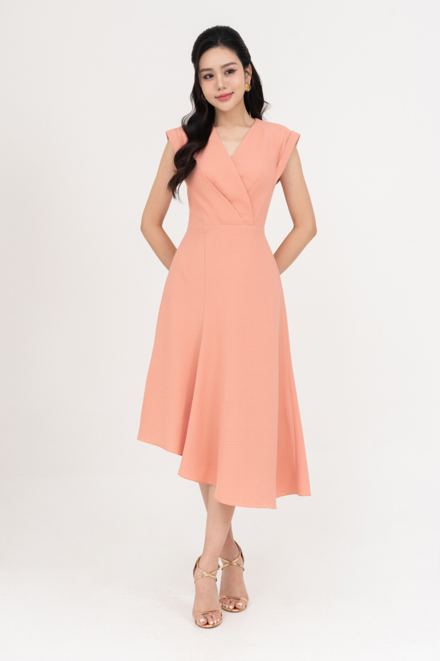 Peach Dress - Đầm cổ V đuôi cá Đầm 2 lớp 