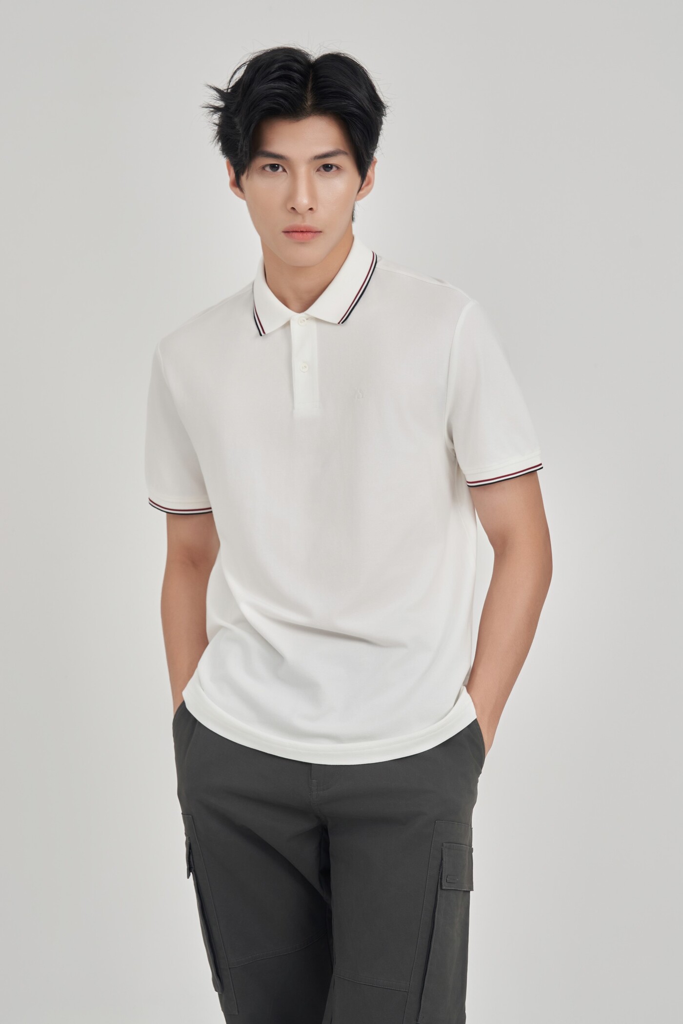 Áo Polo Modal phối kẻ