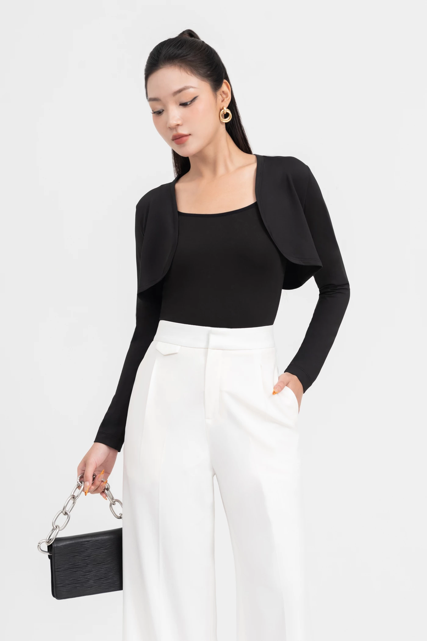 Áo thun khoác ngoài Ladies Croptop Tay Dài