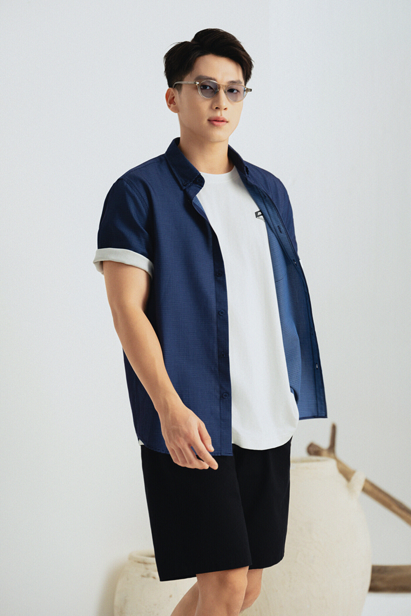 Áo sơ mi Regular Raw cloth tay ngắn