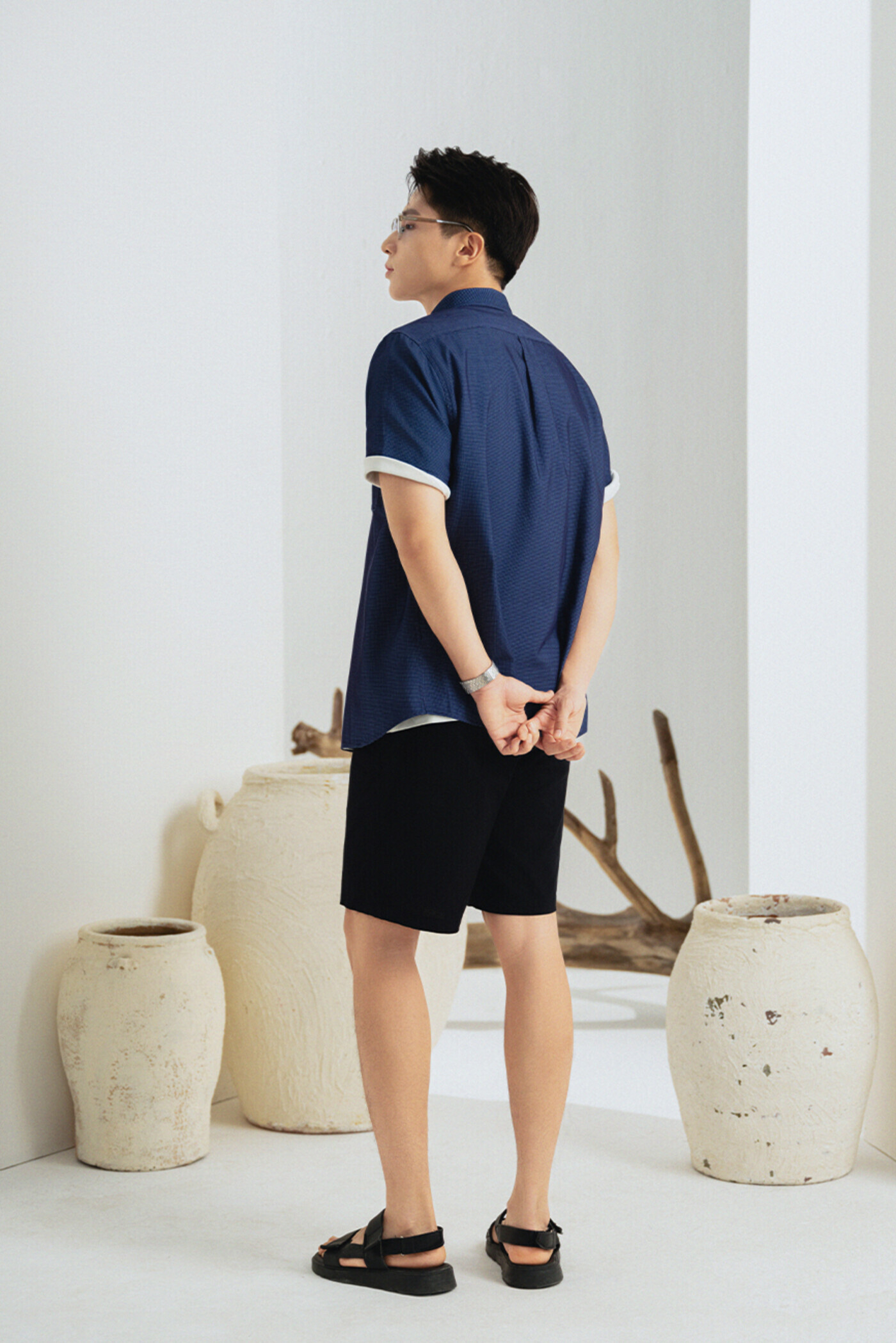 Áo sơ mi Regular Raw cloth tay ngắn