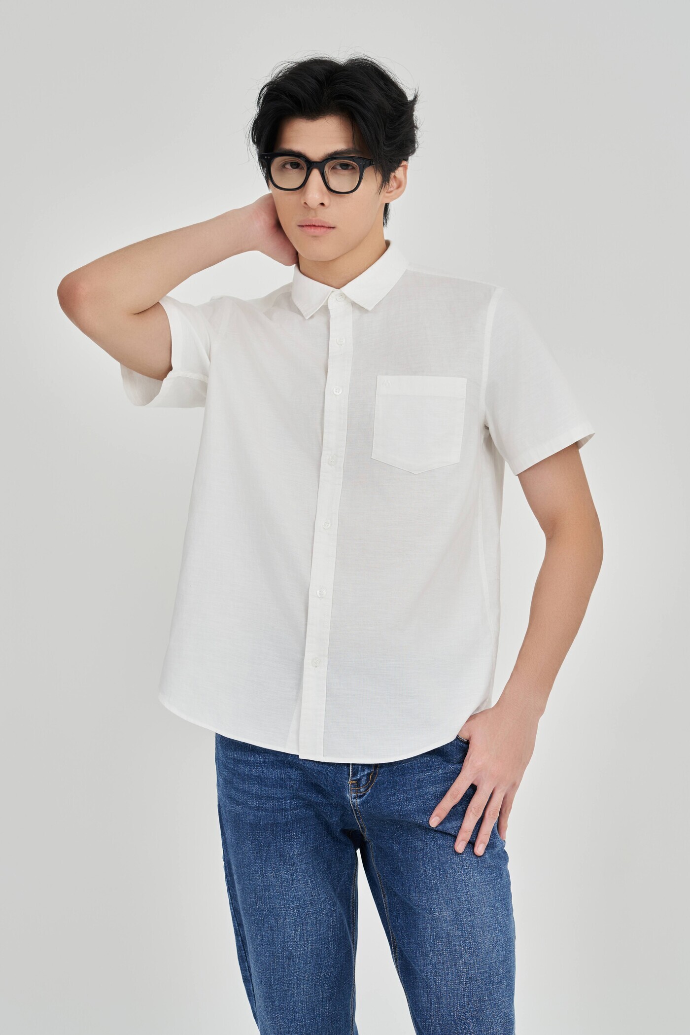 Áo sơ mi Regular Cotton túi ngực