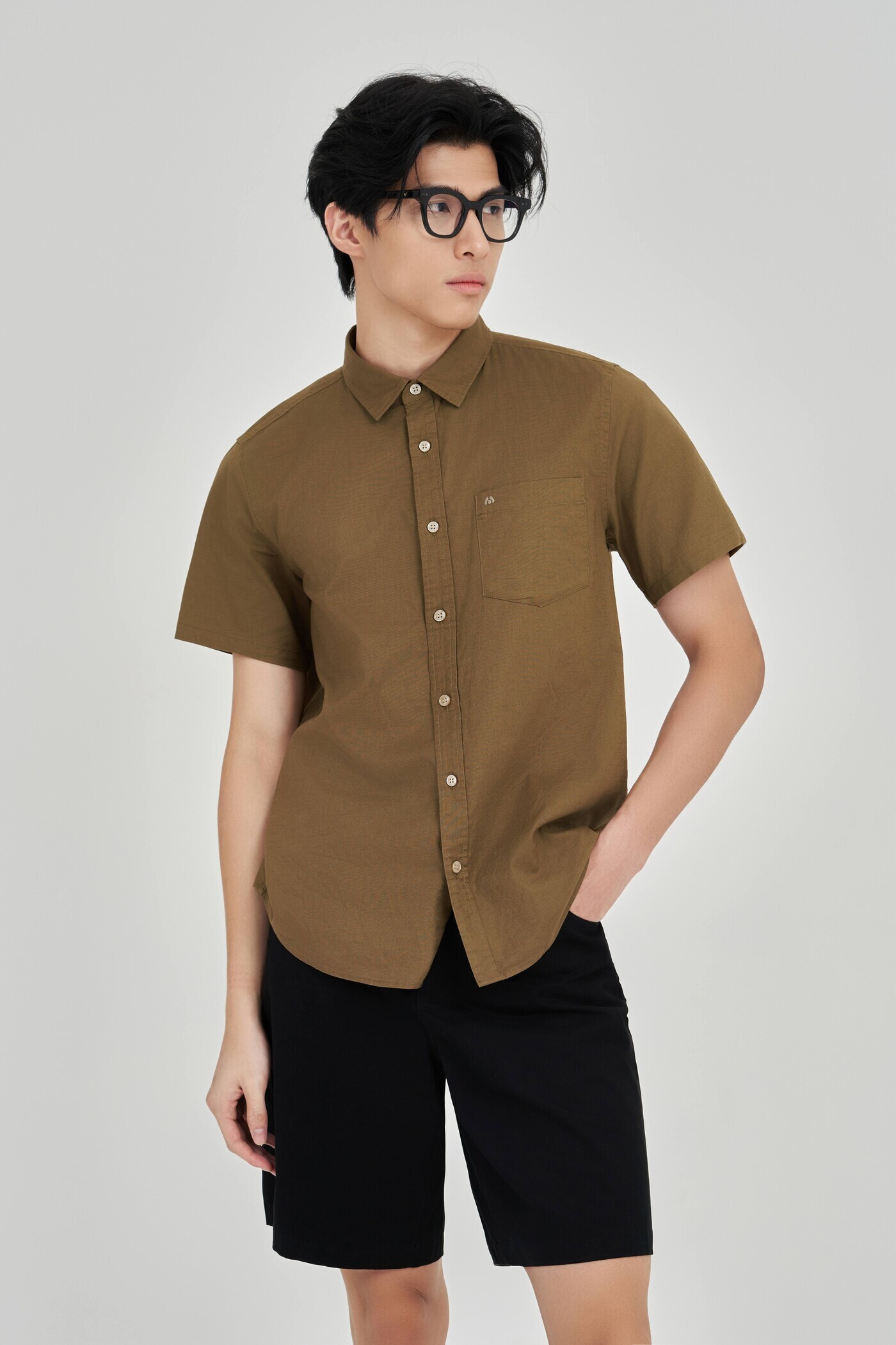 Áo sơ mi Regular Cotton túi ngực
