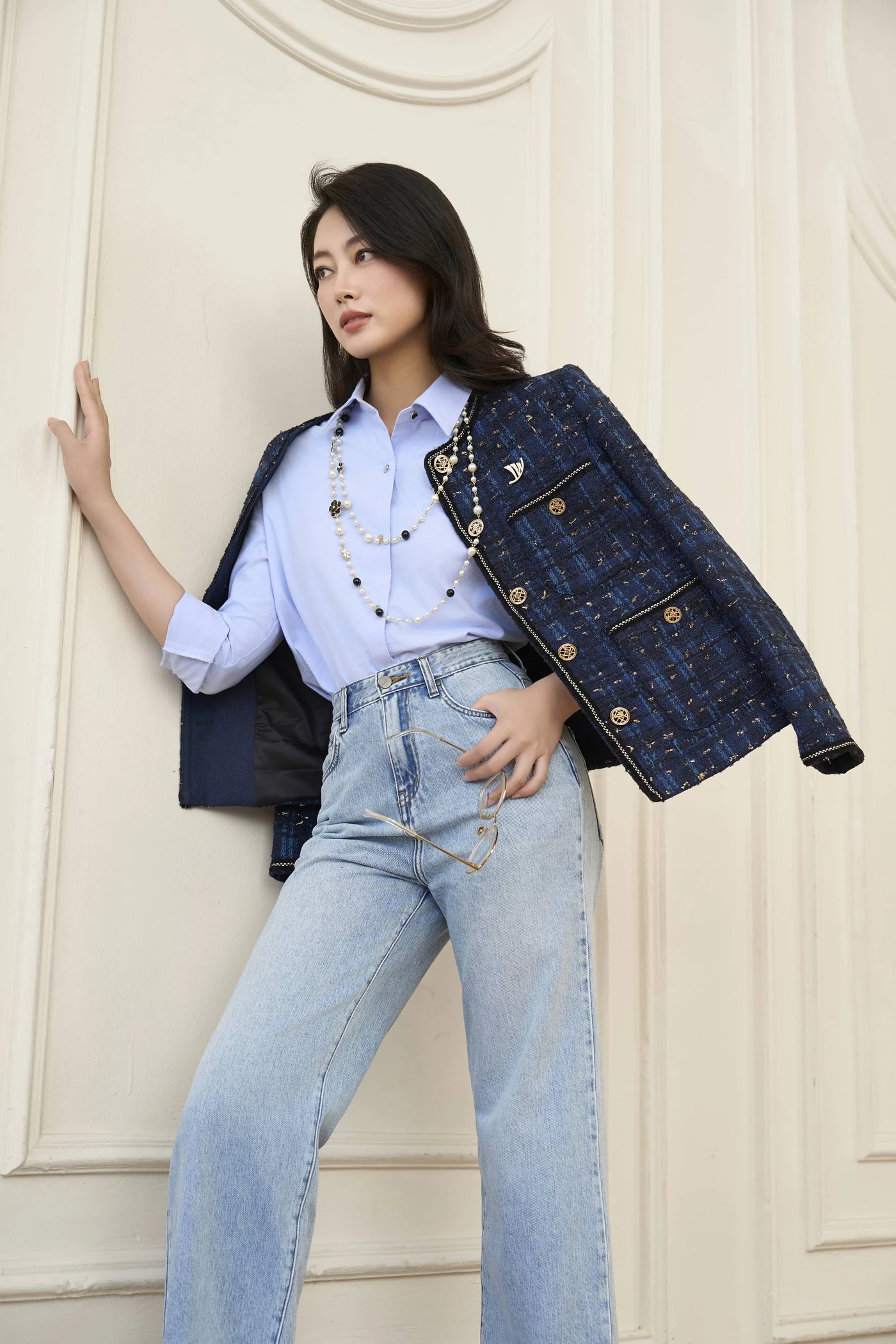 Quần Jeans ống suông xanh ghi đá