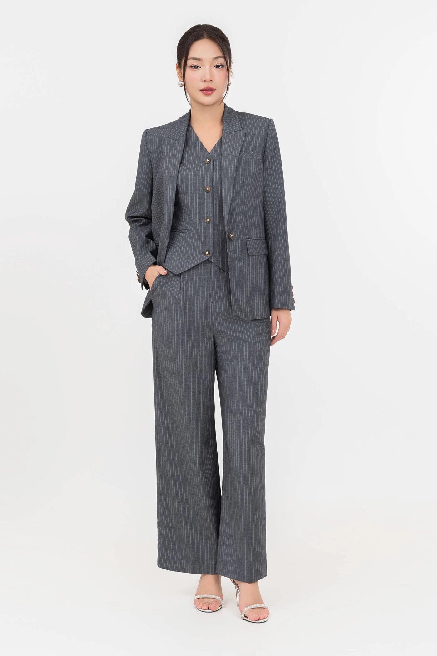 Áo Blazer kẻ Serge