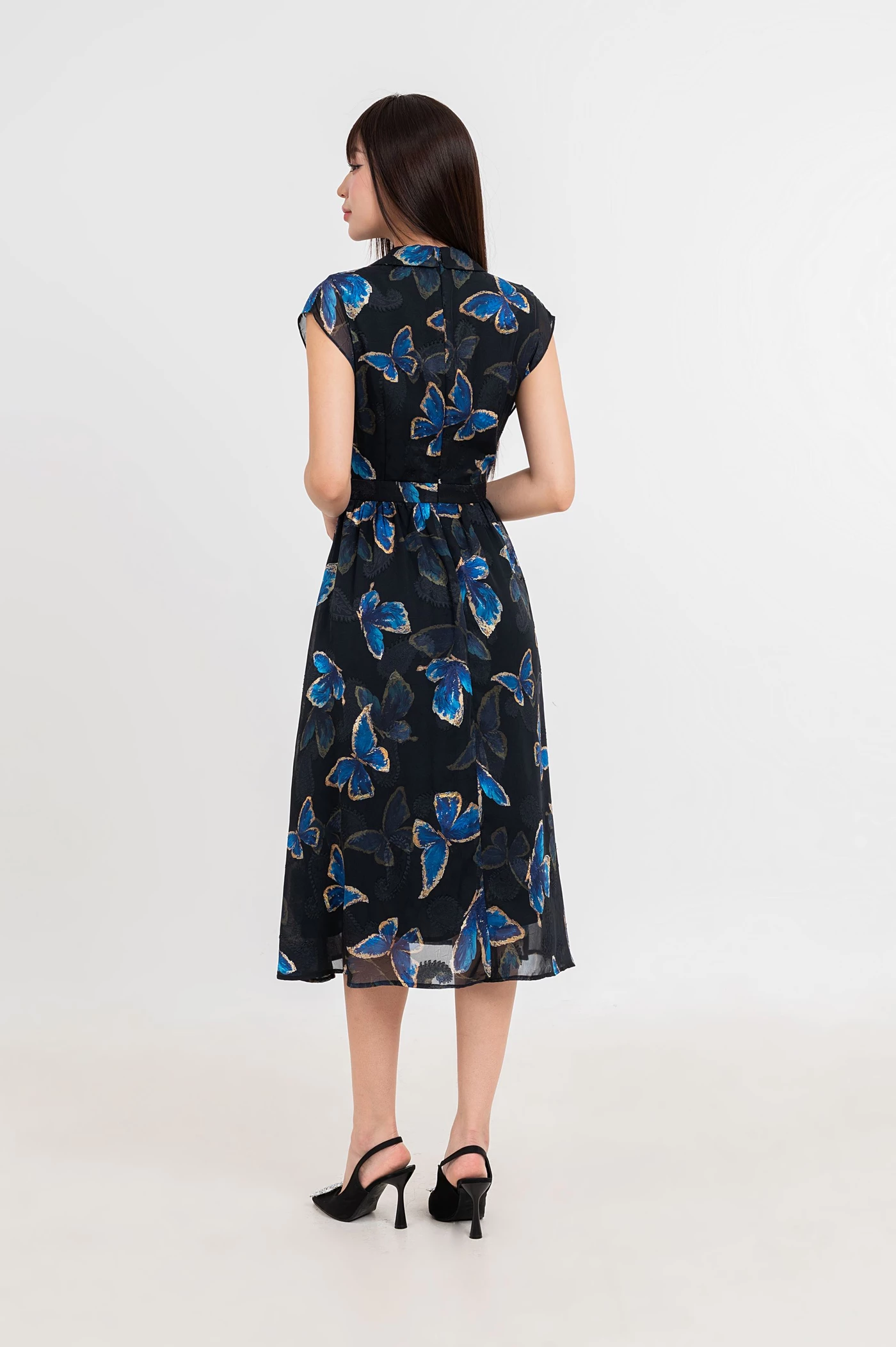 Butterfly Flare Dress - Đầm lụa họa tiết