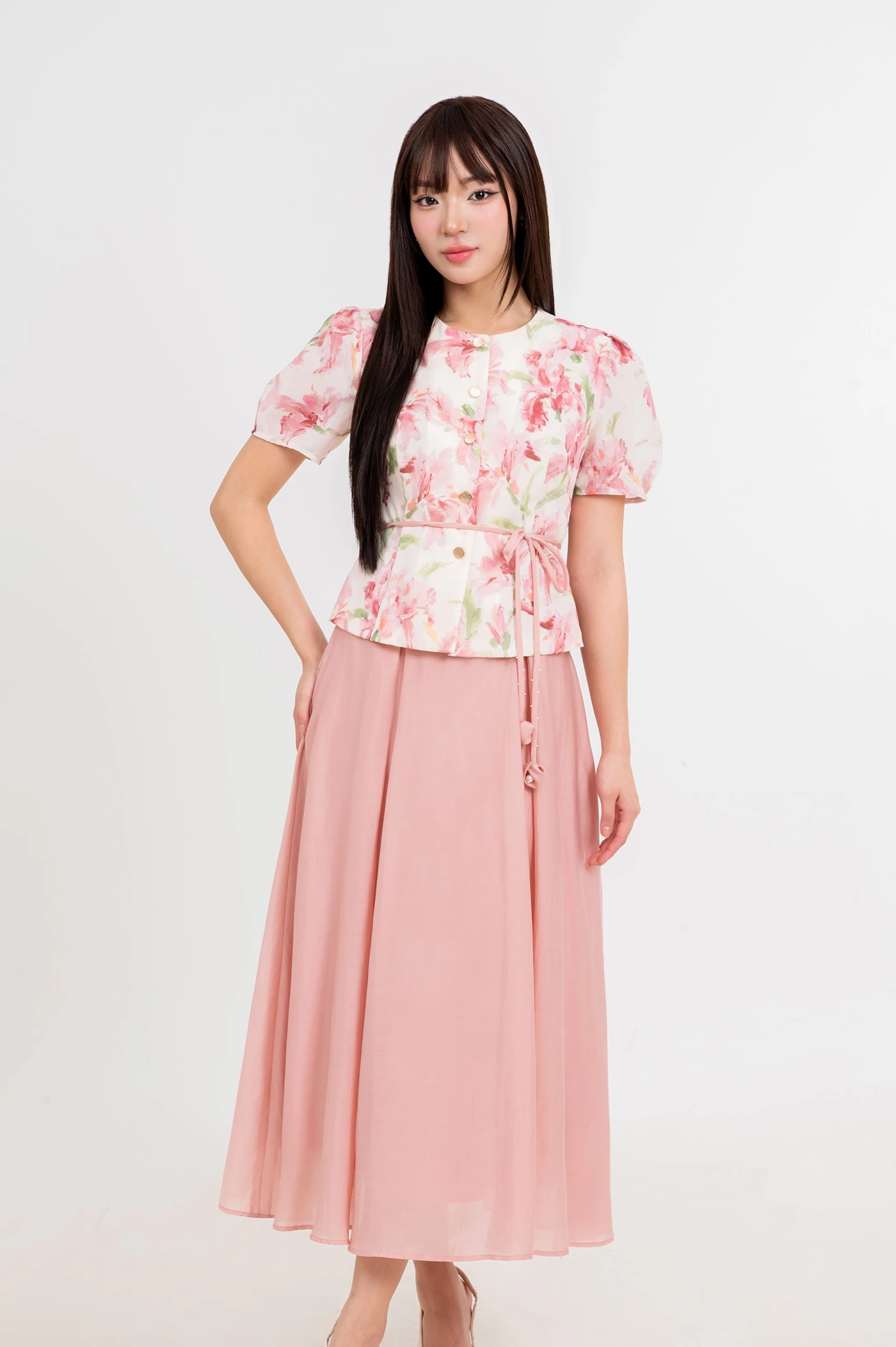 Spring Waltz Skirt - Chân váy lụa xếp ly