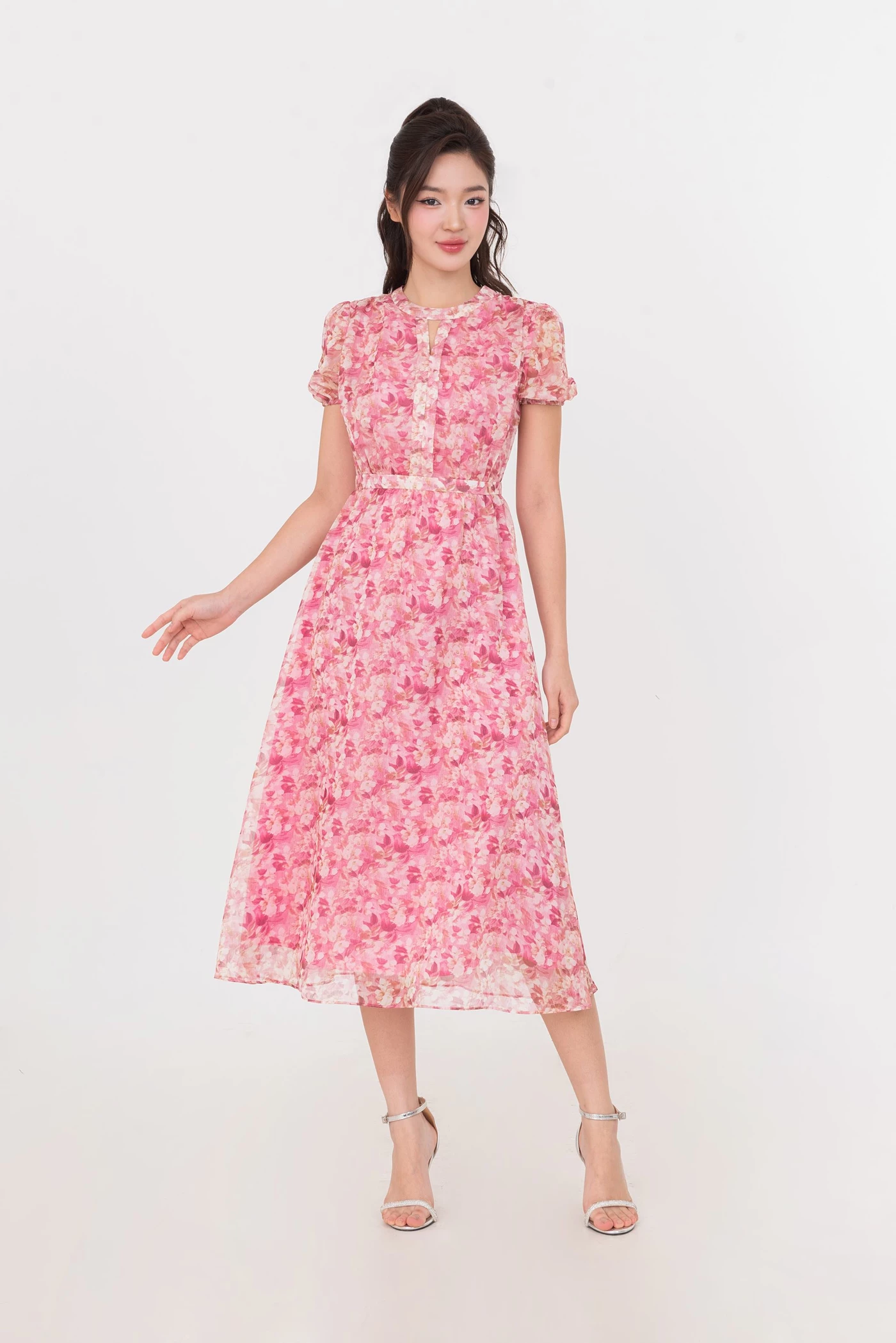 Blossom Pink Dress - Đầm lụa họa tiết