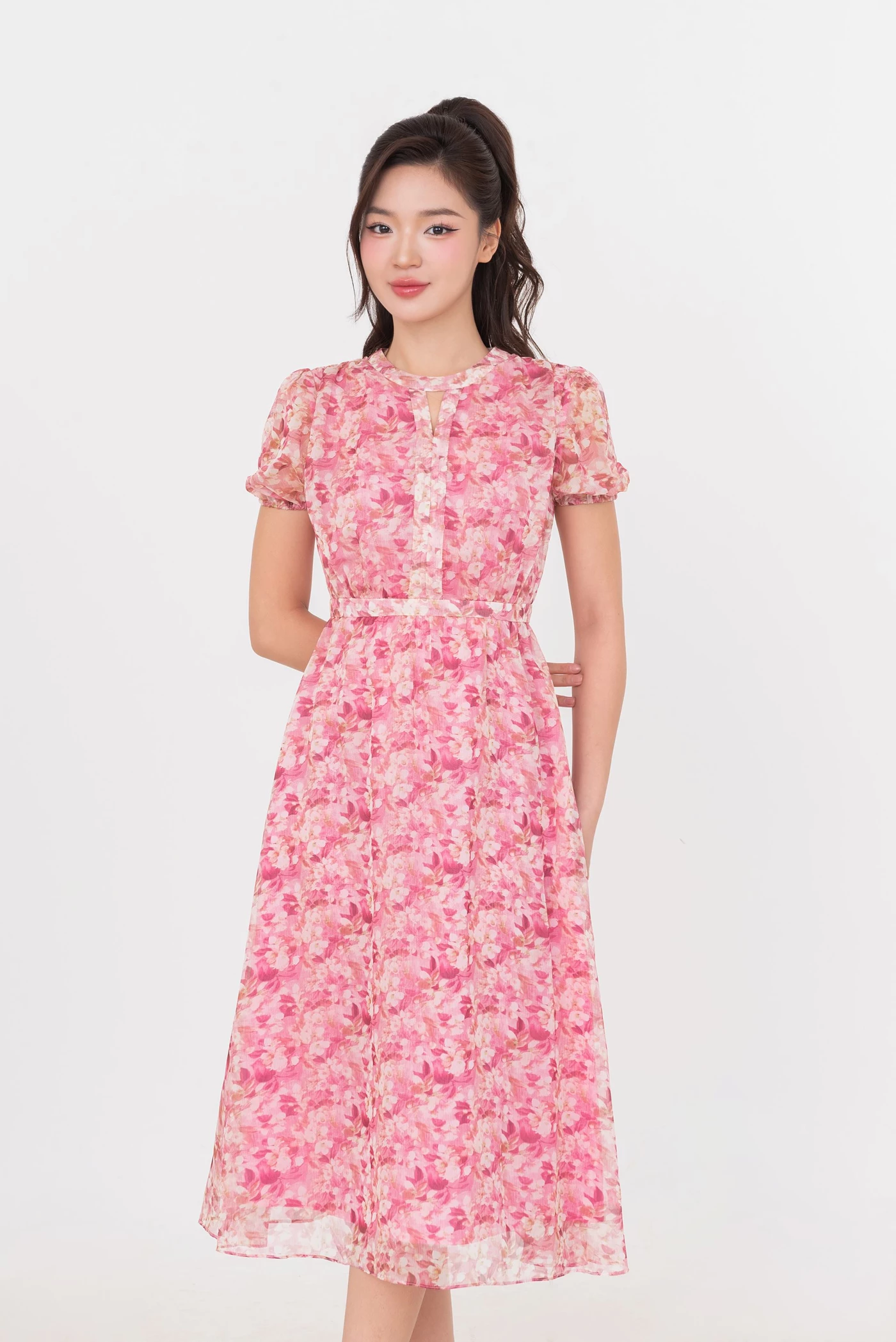 Blossom Pink Dress - Đầm lụa họa tiết