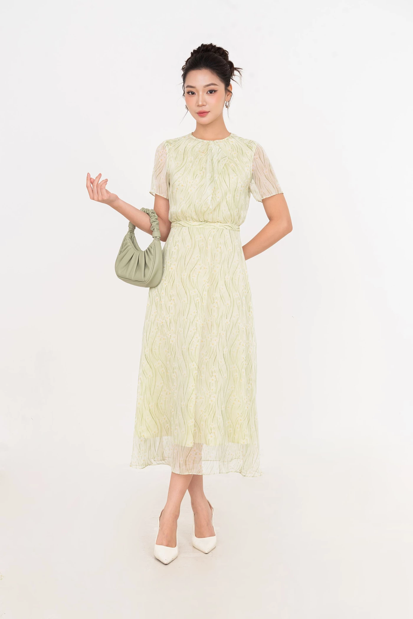 Citrus Bloom Dress - Đầm lụa hoa xòe