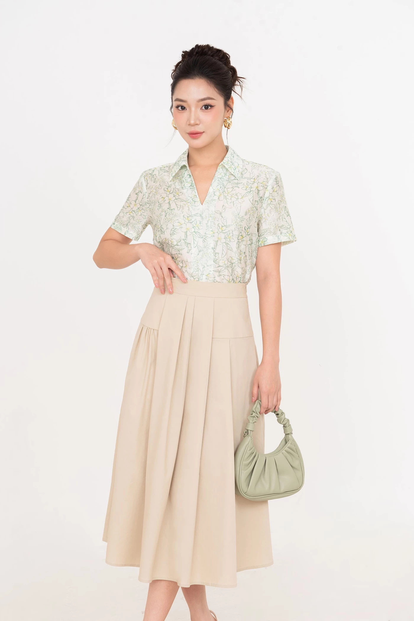 Palm Sway - Áo sơ mi cổ đức cách điệu