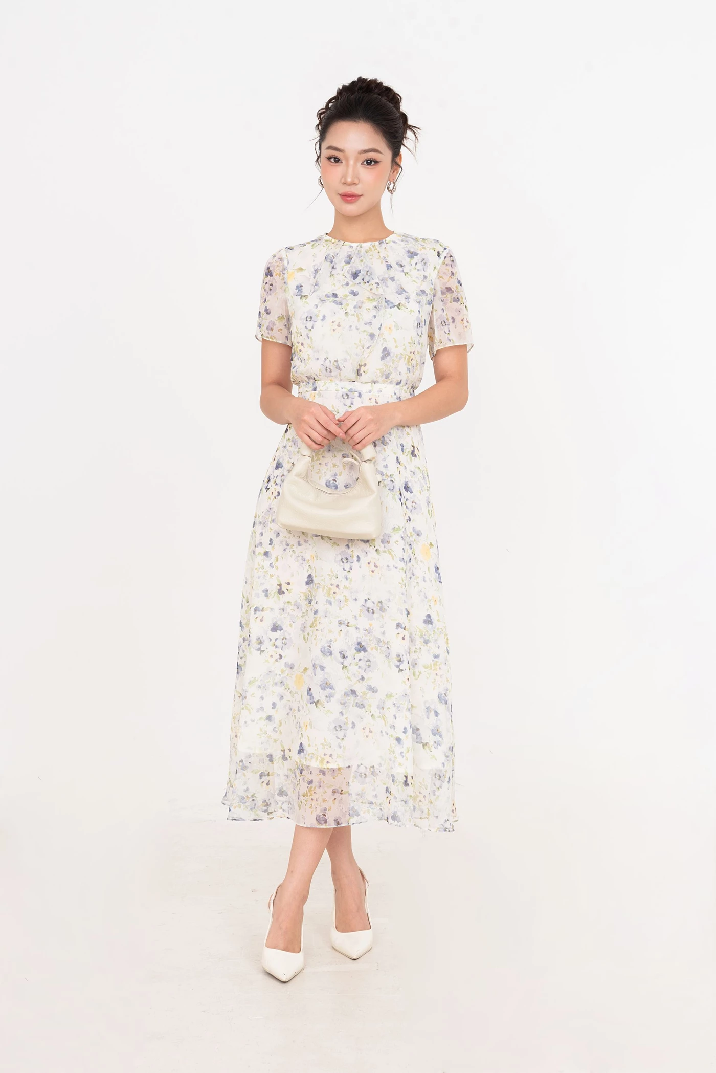 Citrus Bloom Dress - Đầm lụa hoa xòe