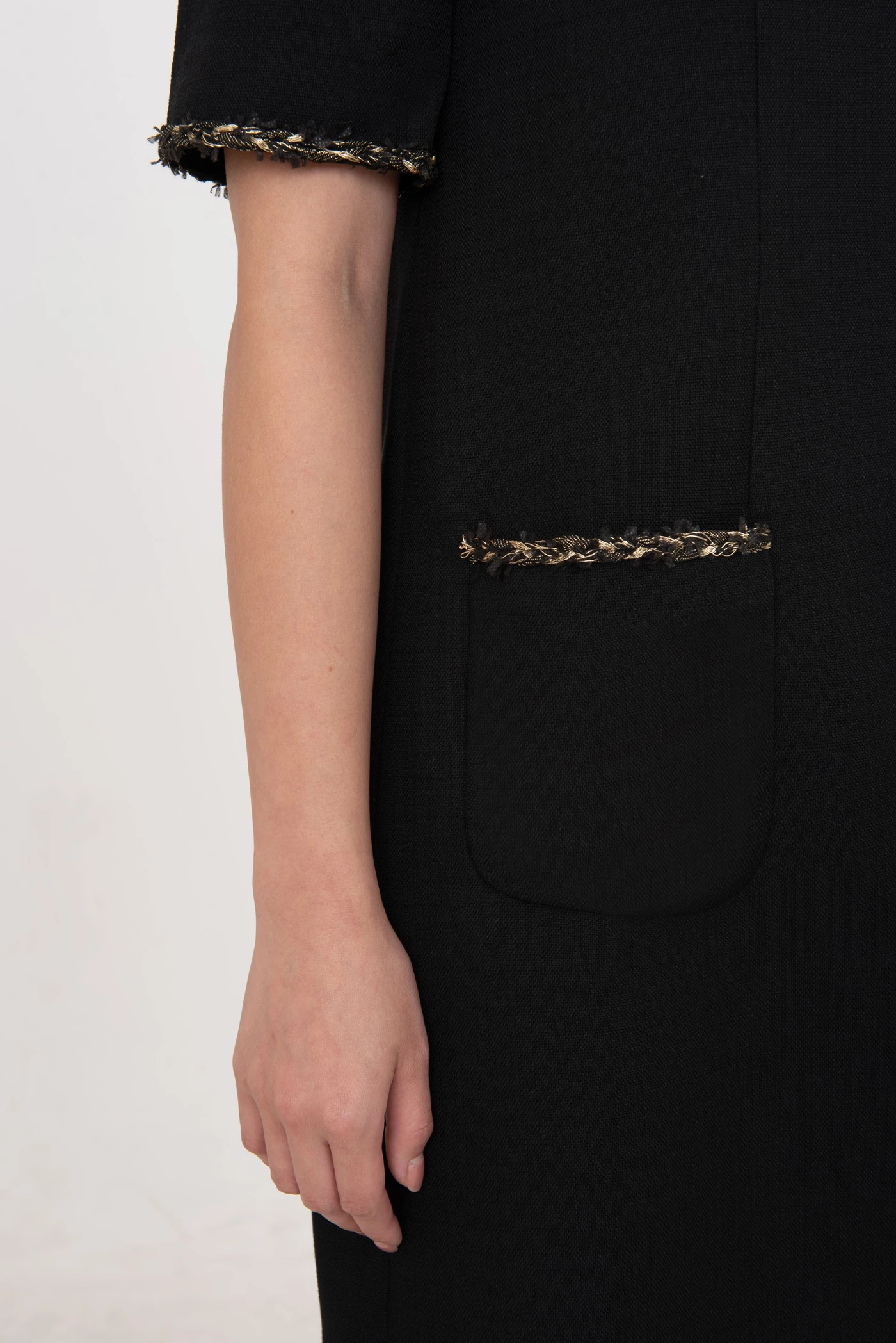 Đầm Tweed suông phối viền