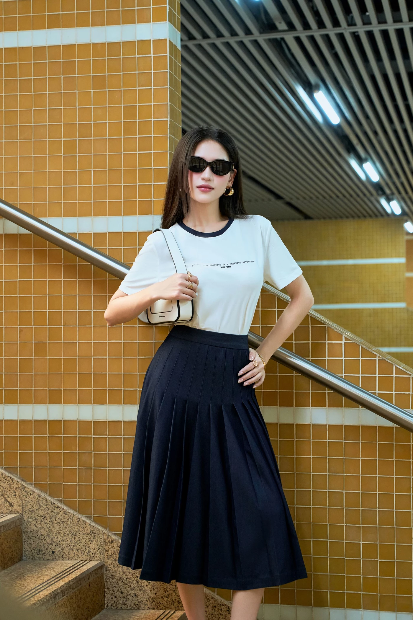 Motion Skirt - Chân váy demin xếp ly