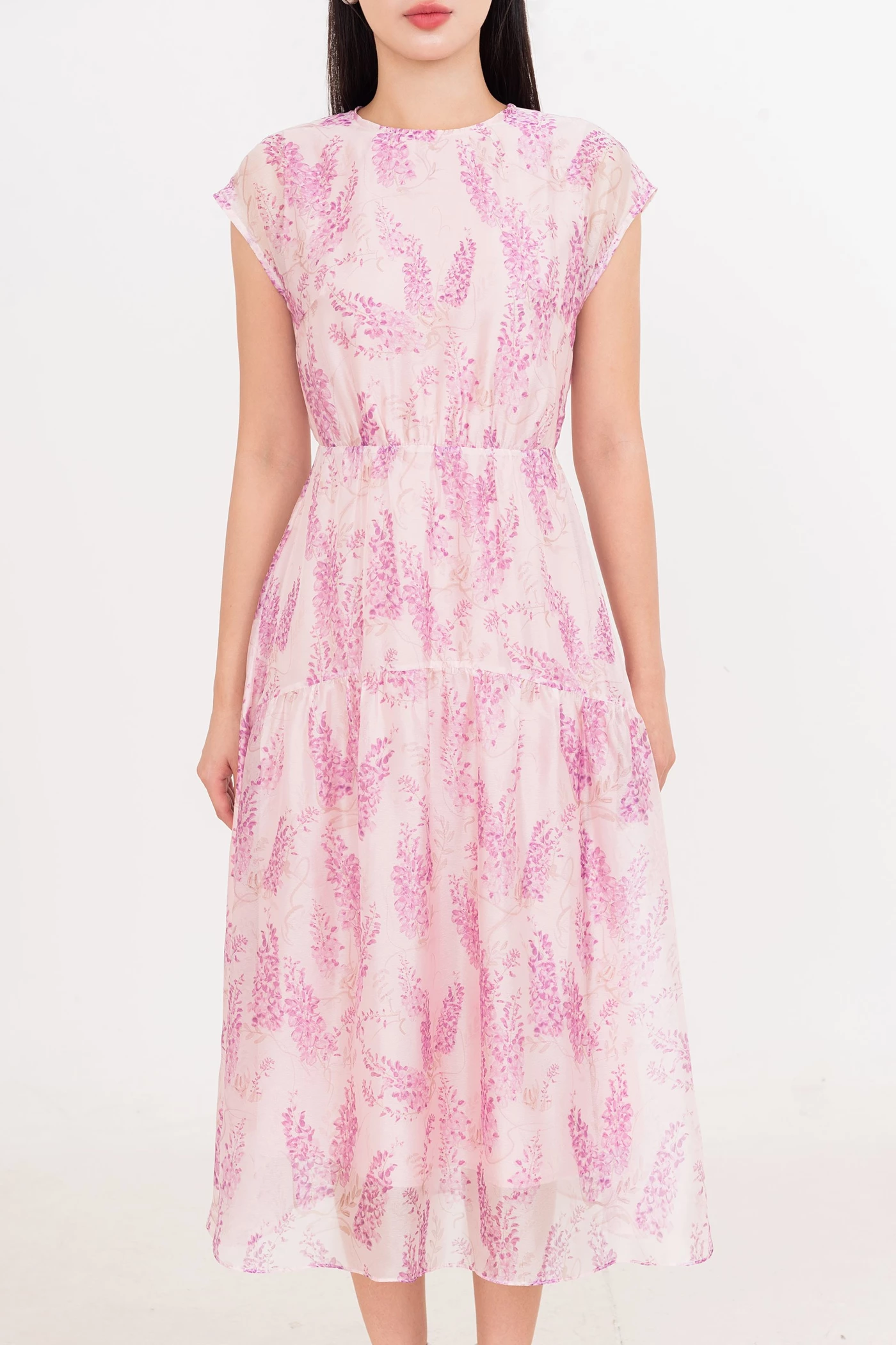 Petal Breeze Dress - Đầm voan hoa dáng Midi