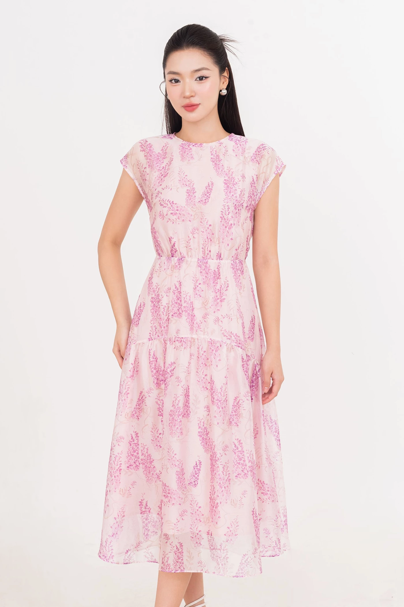 Petal Breeze Dress - Đầm voan hoa dáng Midi