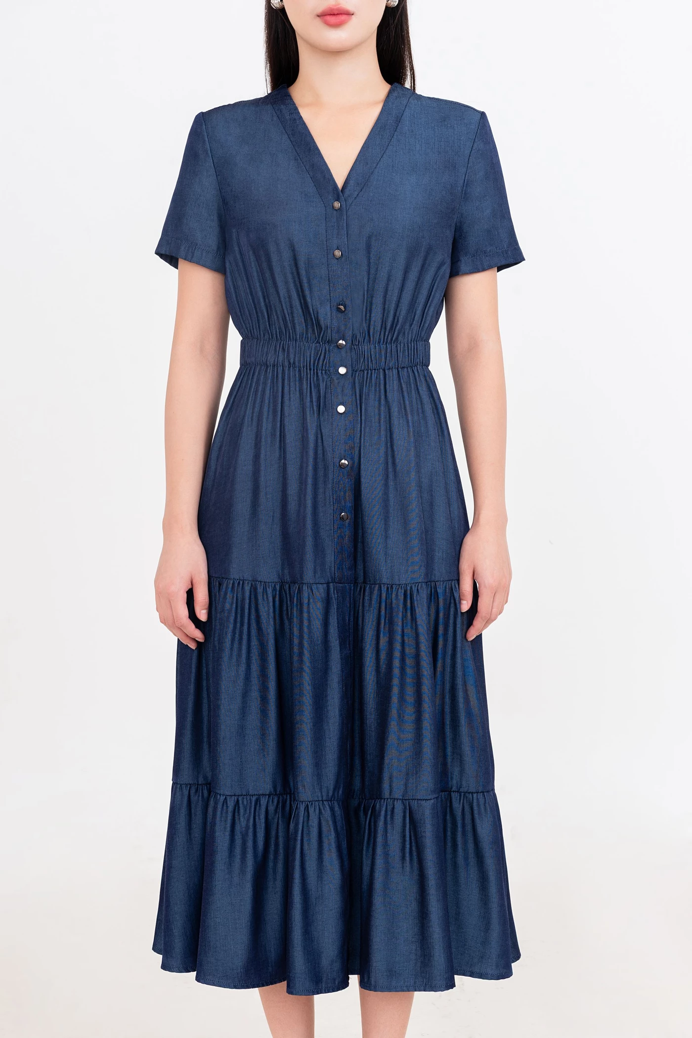 Button Down Dress – Đầm xòe xếp tầng