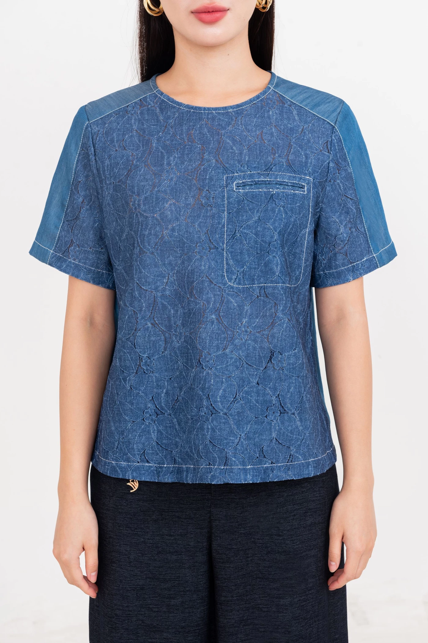 Blue Breeze Shirt - Áo kiểu phối Denim