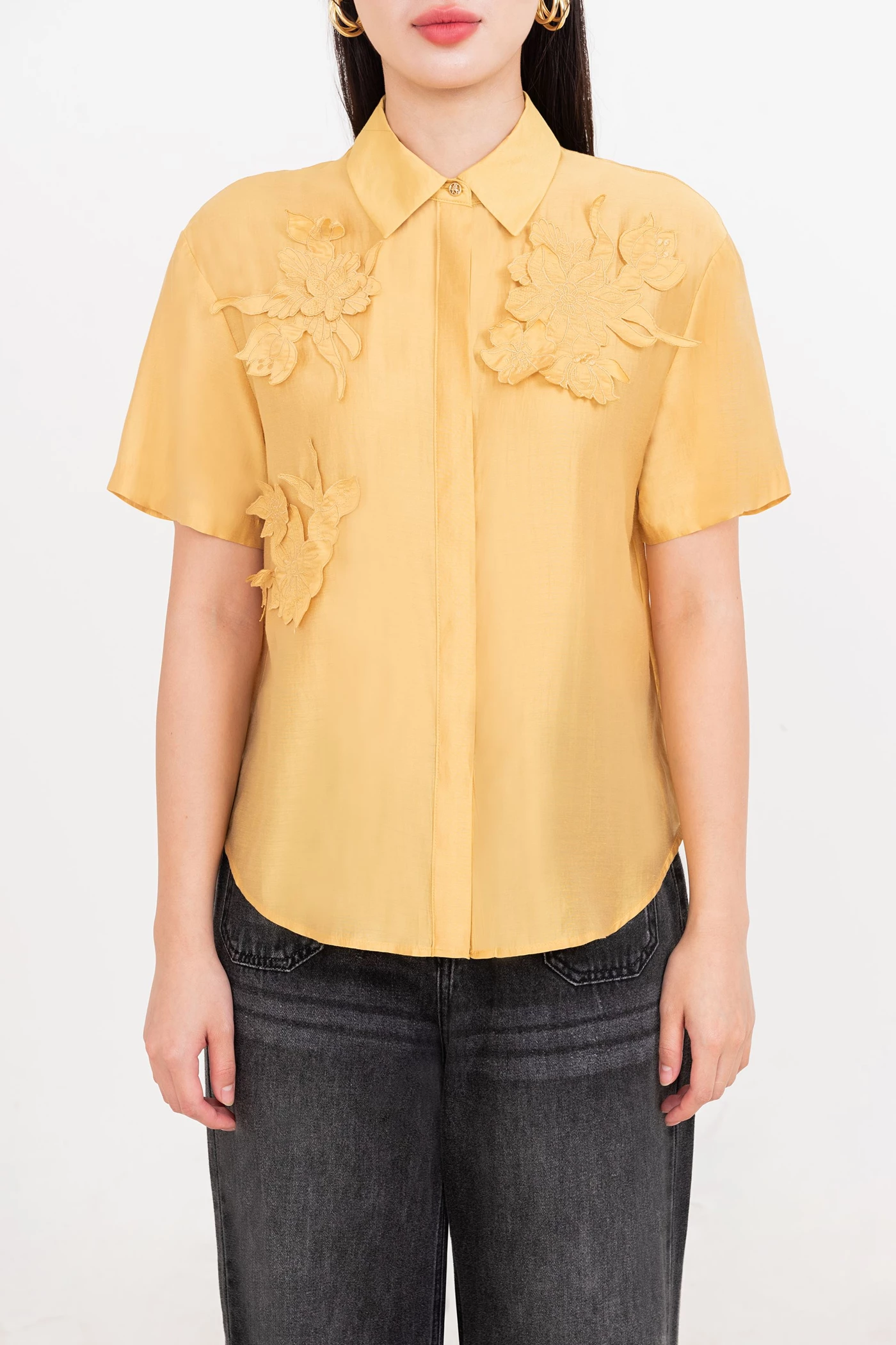 Floral Tencel Shirt - Áo Sơ Mi Tencel hoa nổi