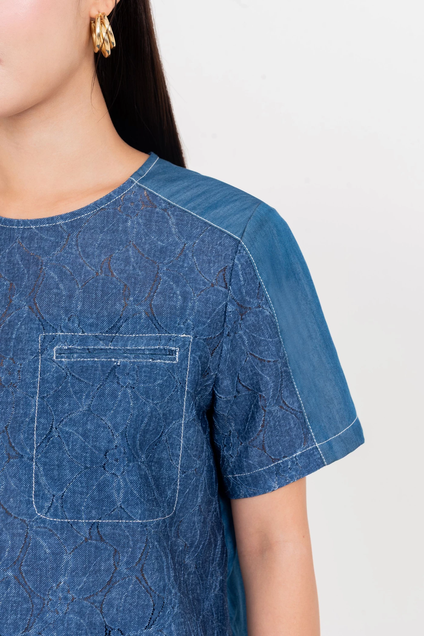 Blue Breeze Shirt - Áo kiểu phối Denim