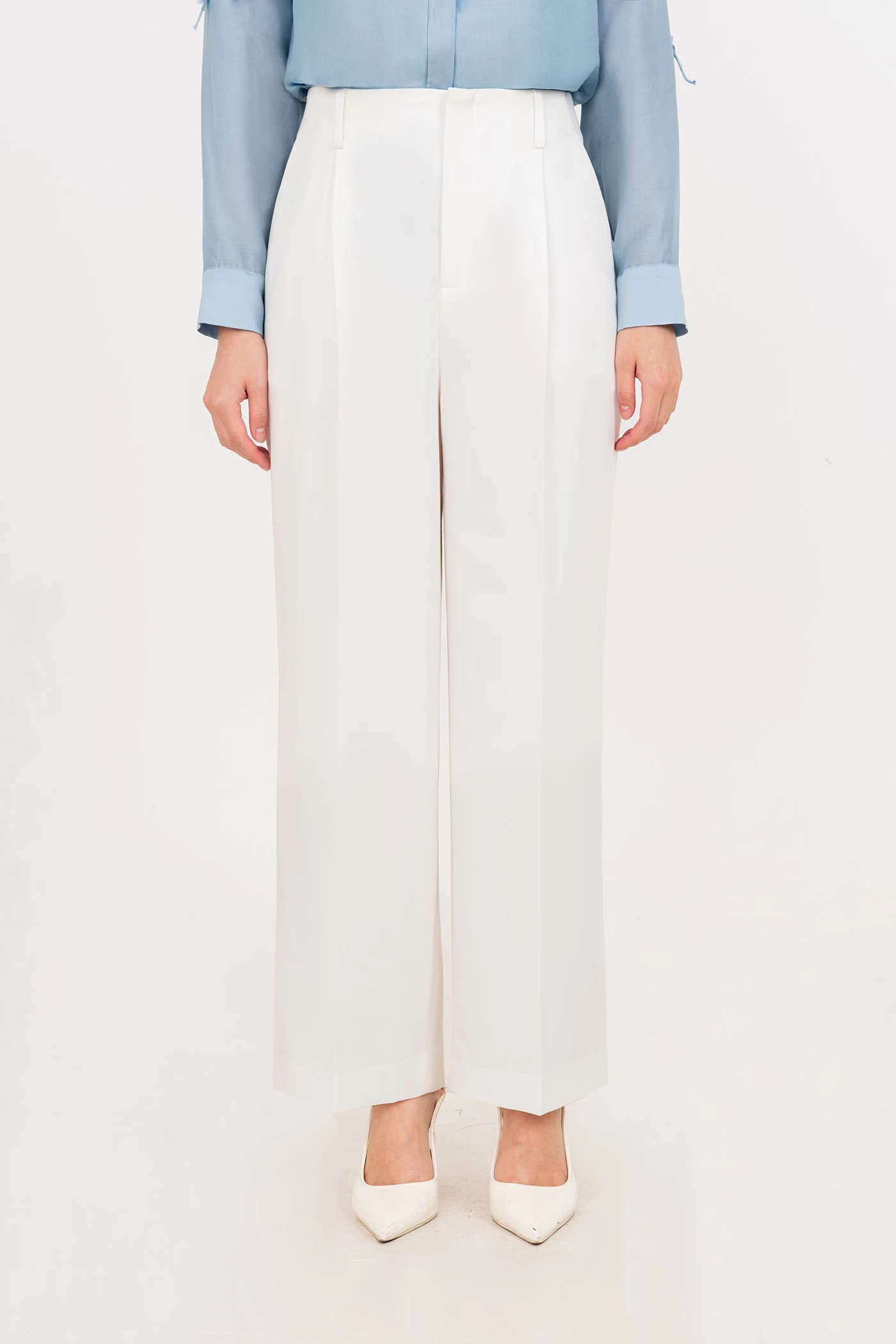 Pearly White Pants – Quần Tuytsi suông đứng