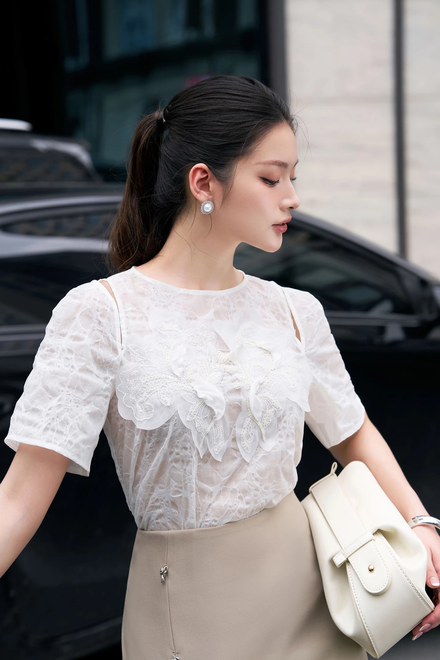 Beige Buttons Skirt - Chân váy A Tuytsi