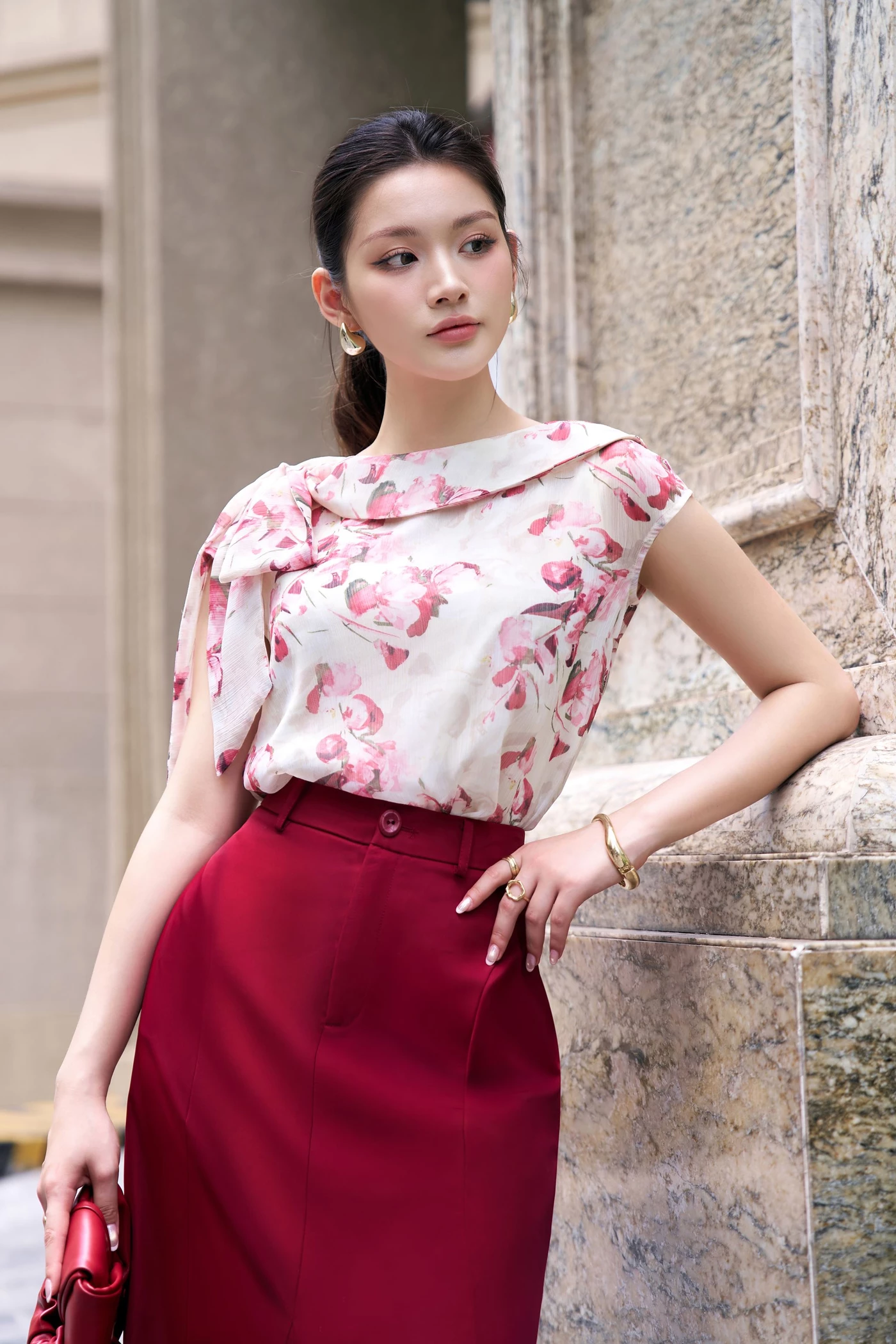 Burgundy Red Skirt - Chân váy A Tuytsi