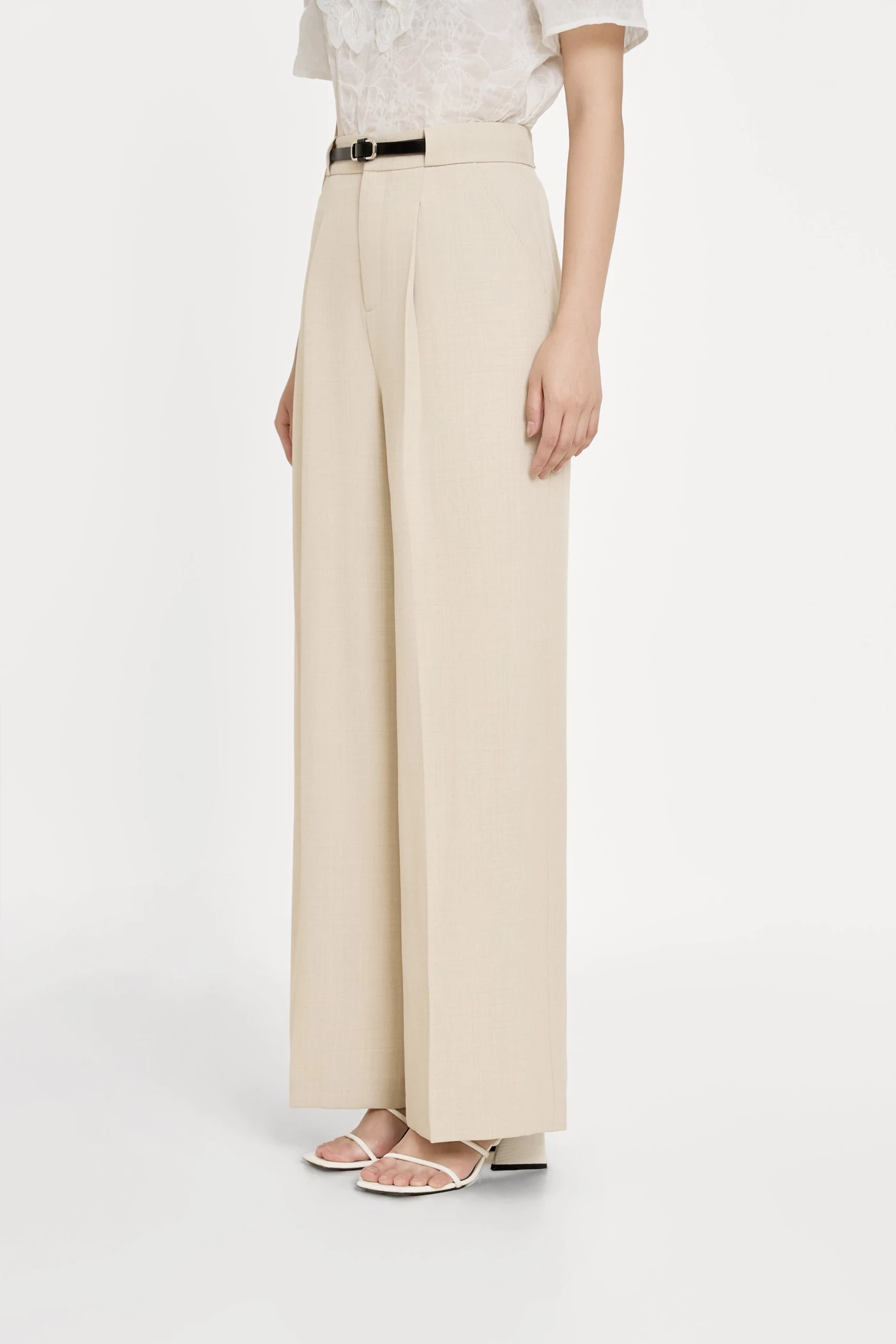 Ash Beige Trousers - Quần suông cạp cao