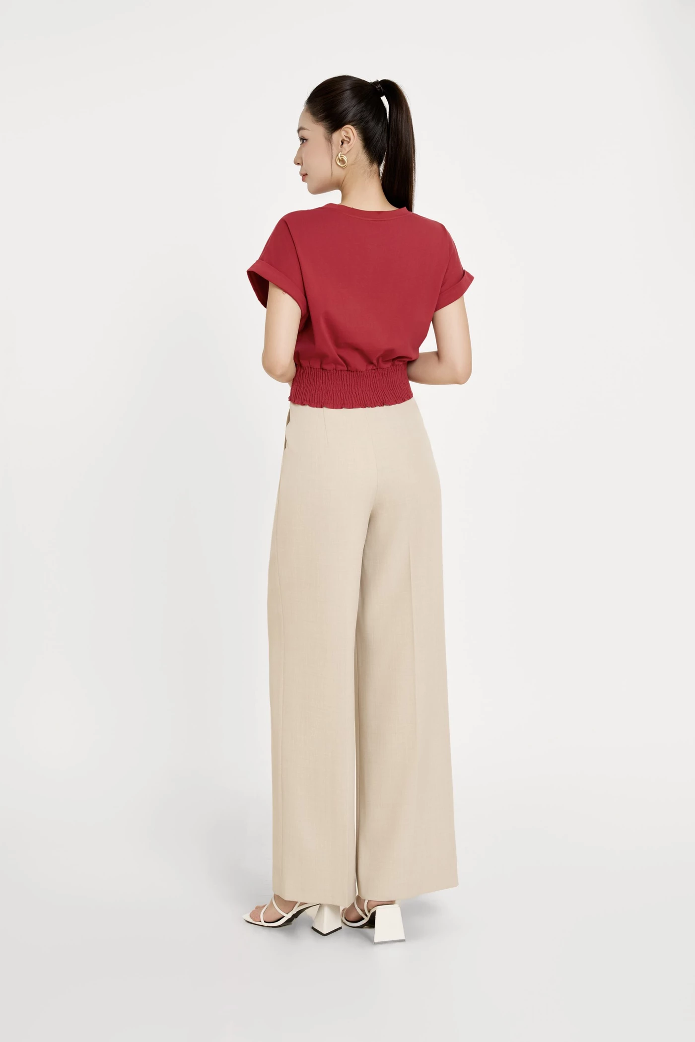 Ash Beige Trousers - Quần suông cạp cao