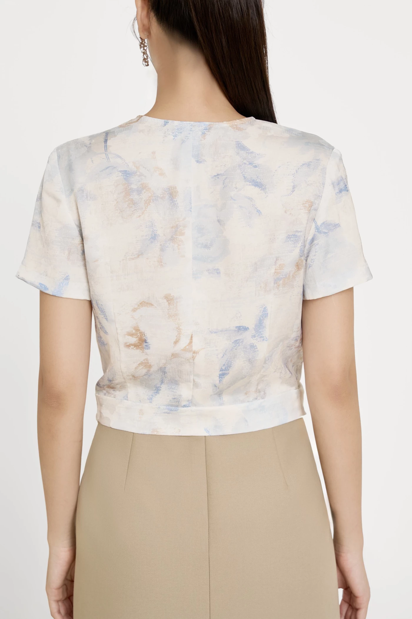 Floral V Neck Blouse - Áo sơ mi họa tiết