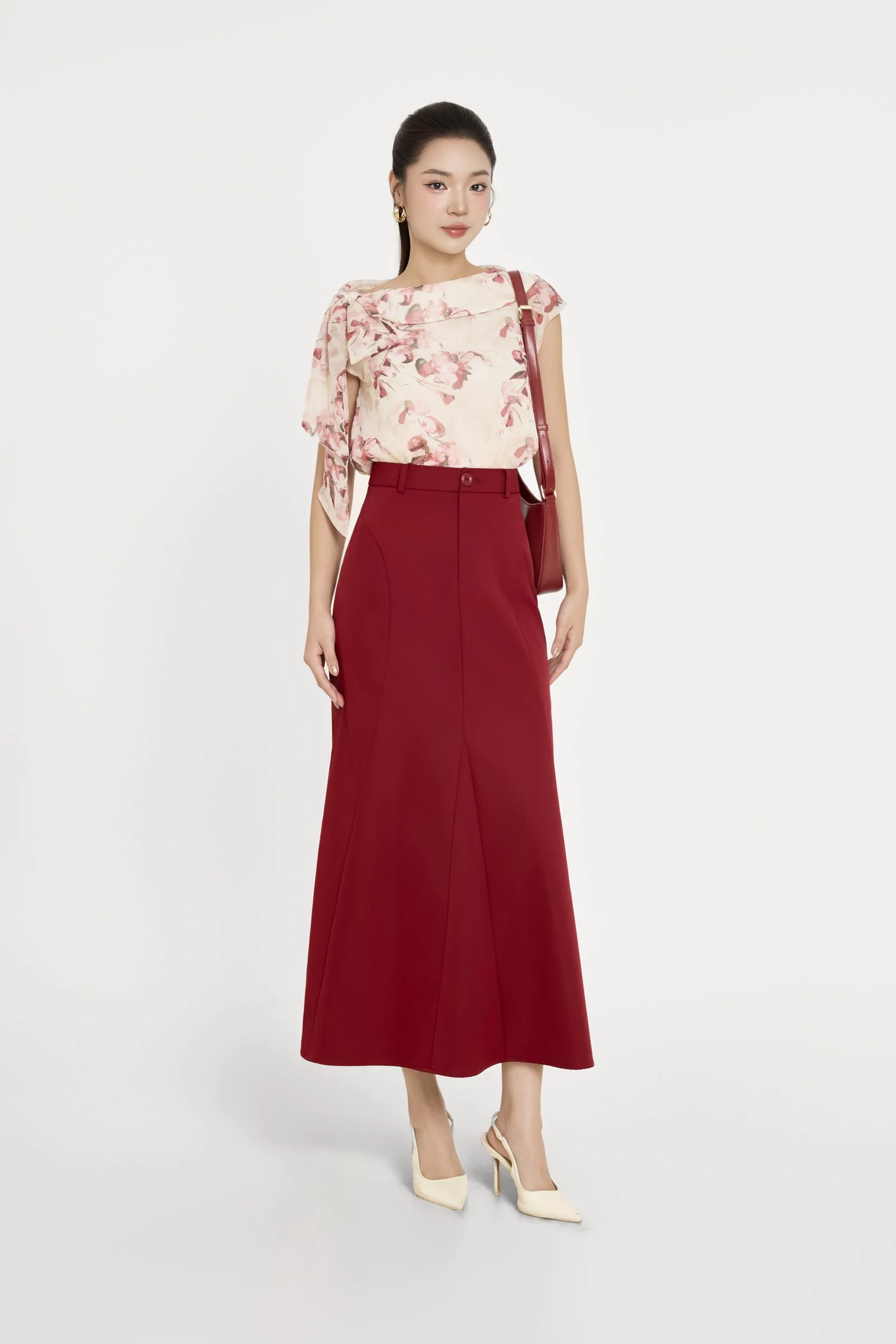 Burgundy Red Skirt - Chân váy A Tuytsi