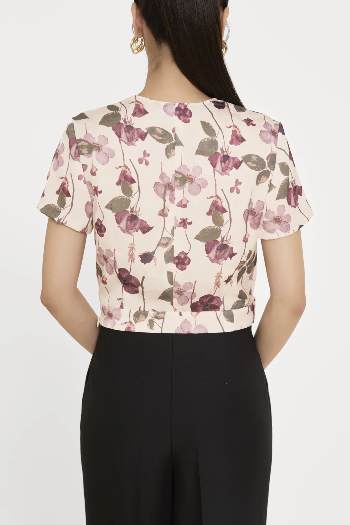 Floral V Neck Blouse - Áo sơ mi họa tiết