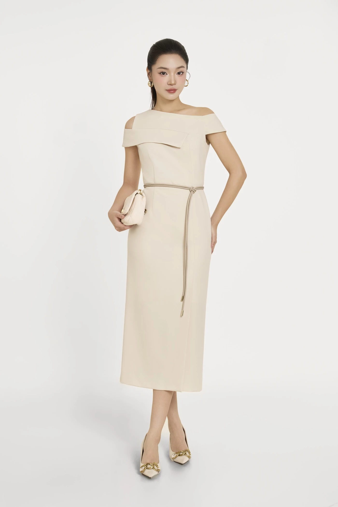 Belted Midi Dress - Đầm Tuytsi tay liền