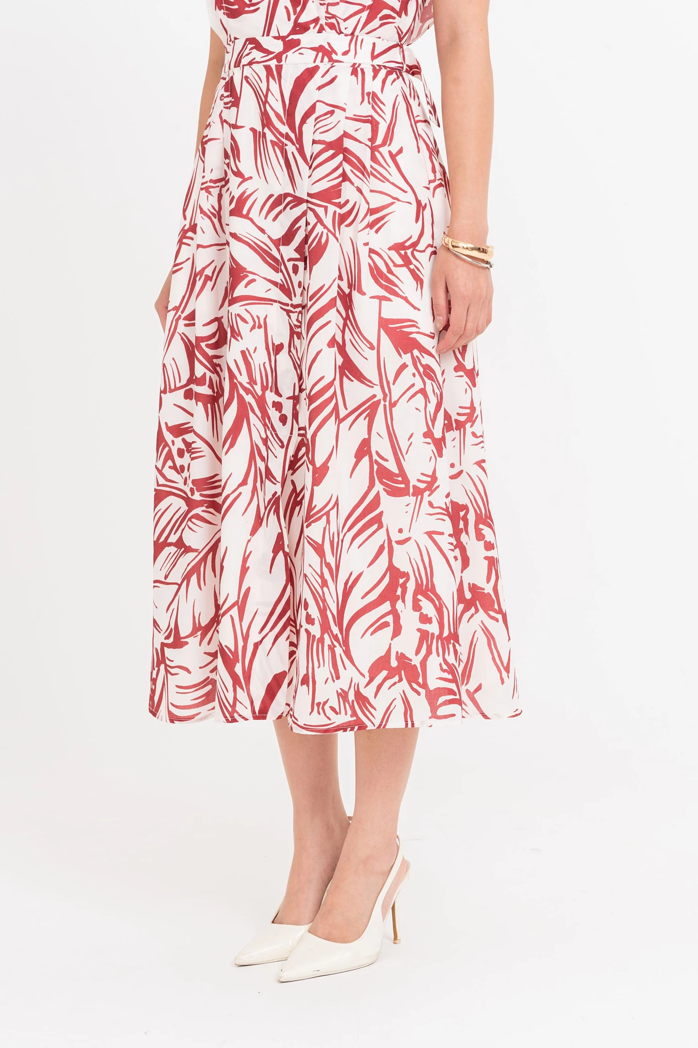 Leaf Print Dress - Đầm xòe tay hến