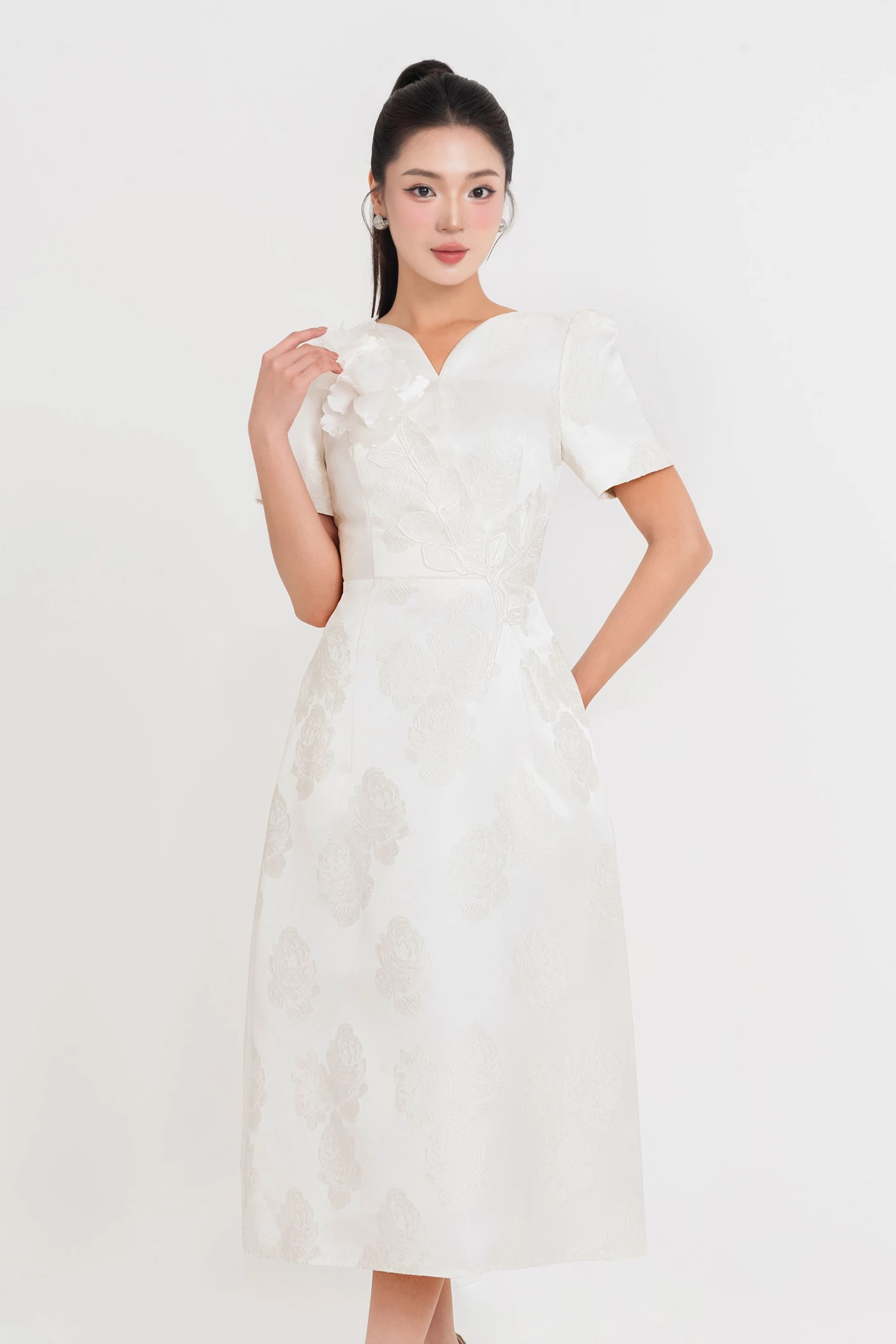 Blossom Elegance Dress - Đầm dạ hội Jacquard