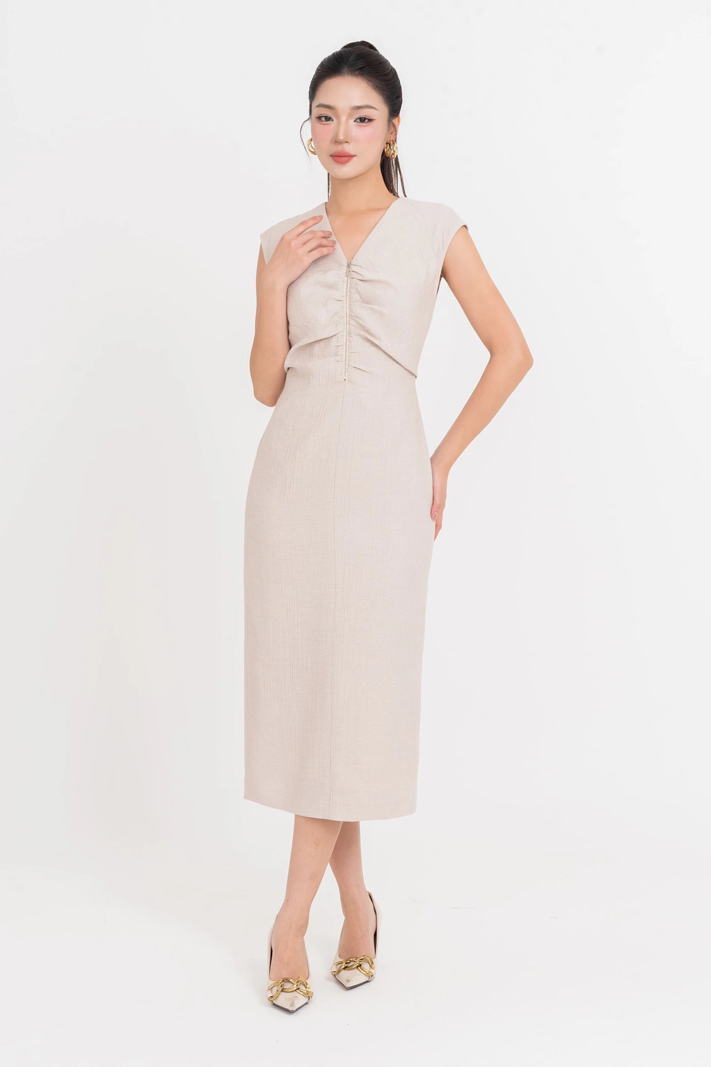 Detail Midi Dress – Đầm ôm tay hến