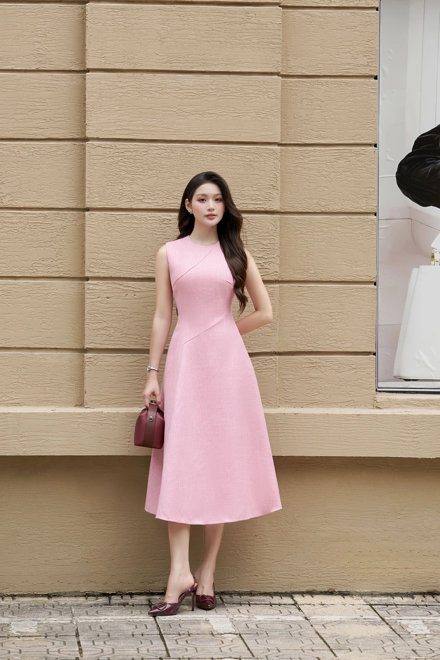 Đầm Tweed Hồng Phấn