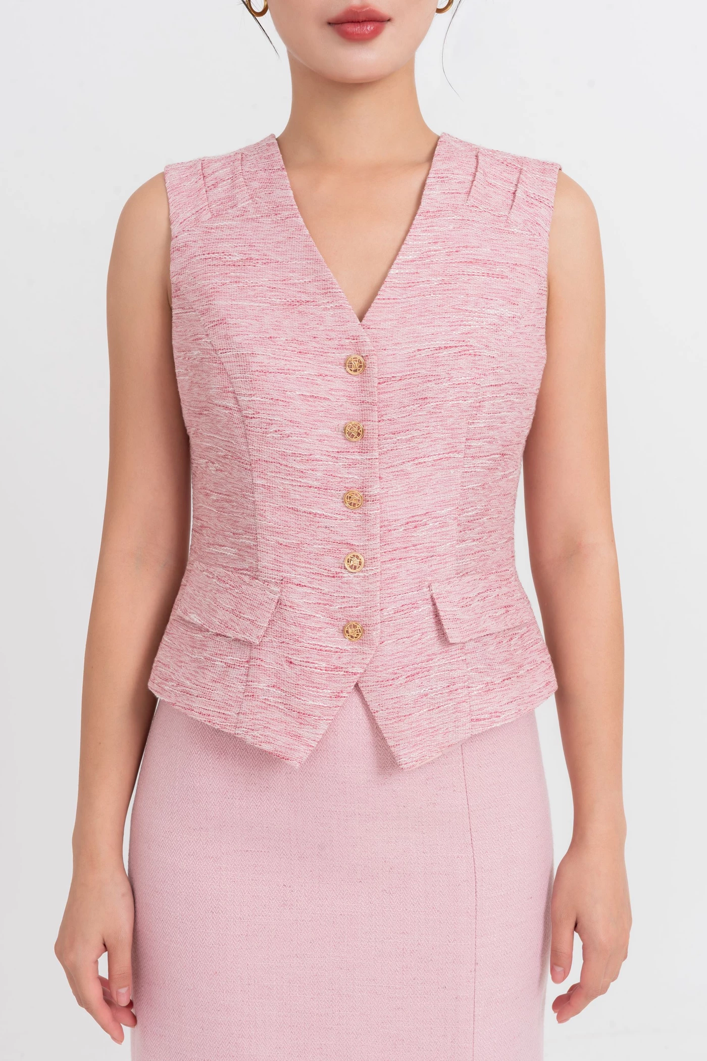 Áo Gile Tweed Pastel