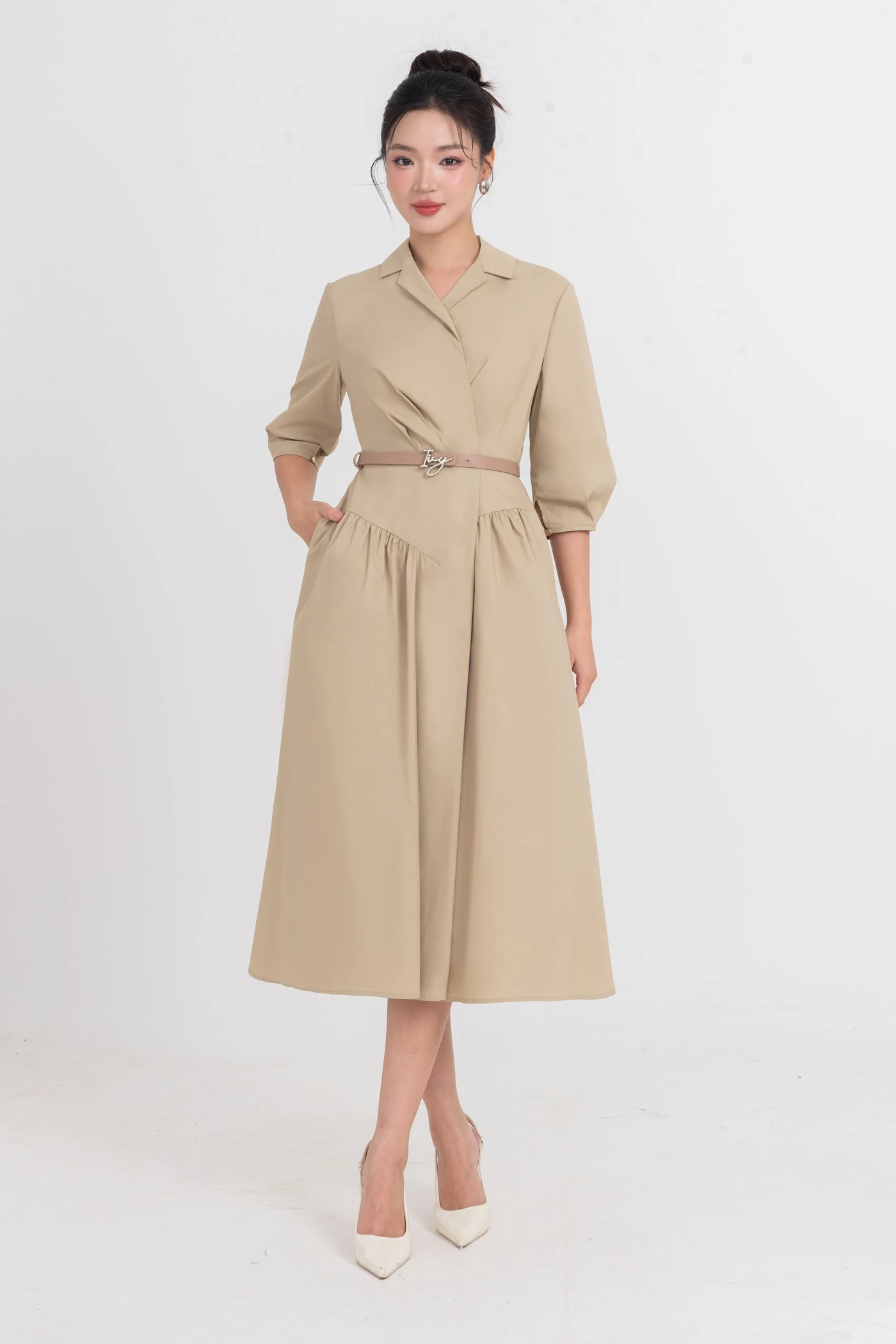 Đầm xòe Khaki Sandy Chic