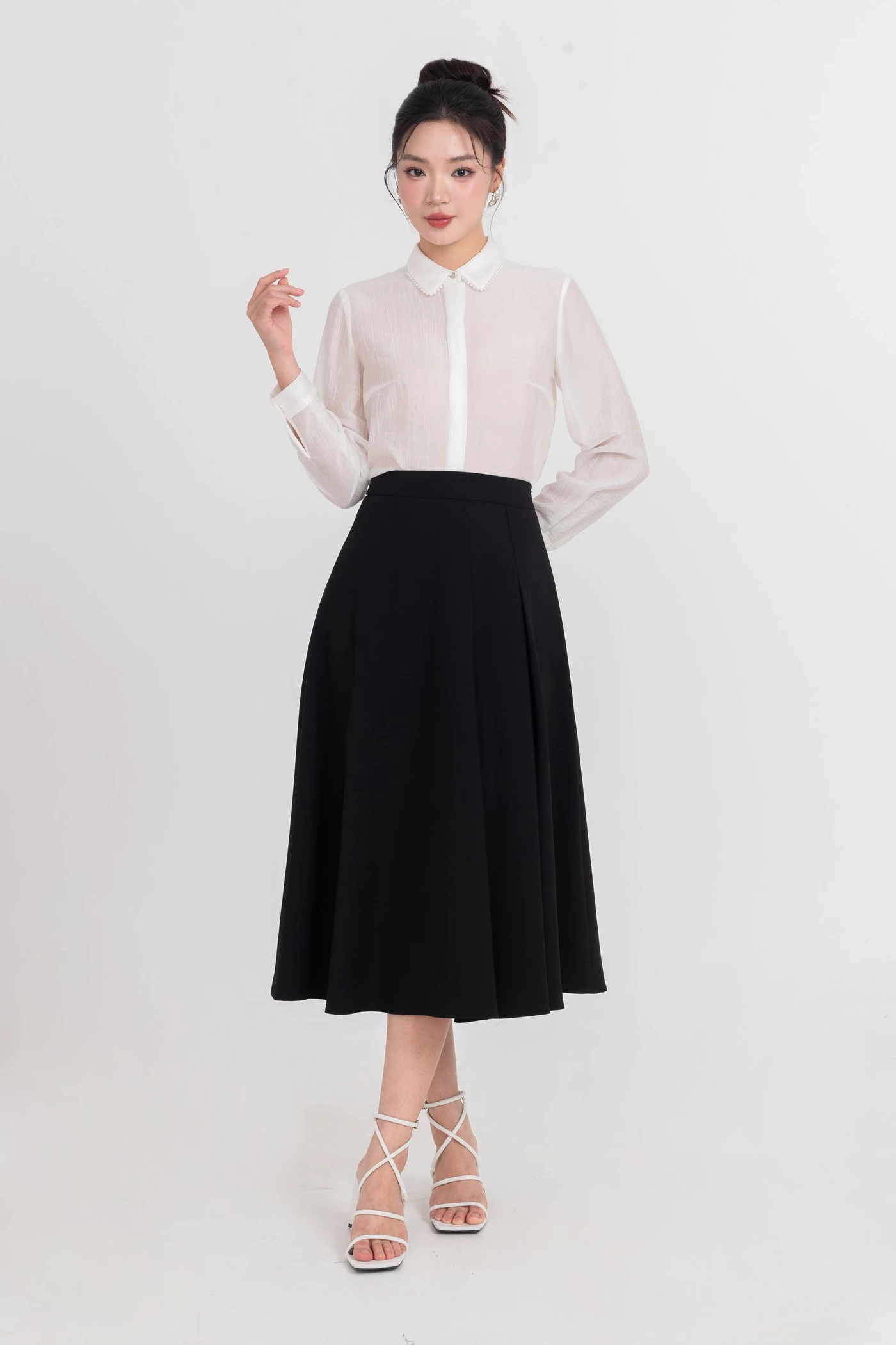 Áo sơ mi Tencel cổ đức dấu khuy