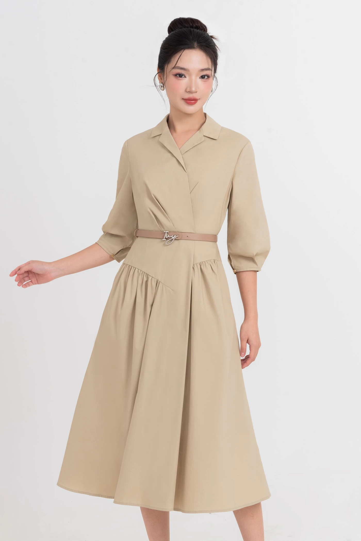 Đầm xòe Khaki Sandy Chic