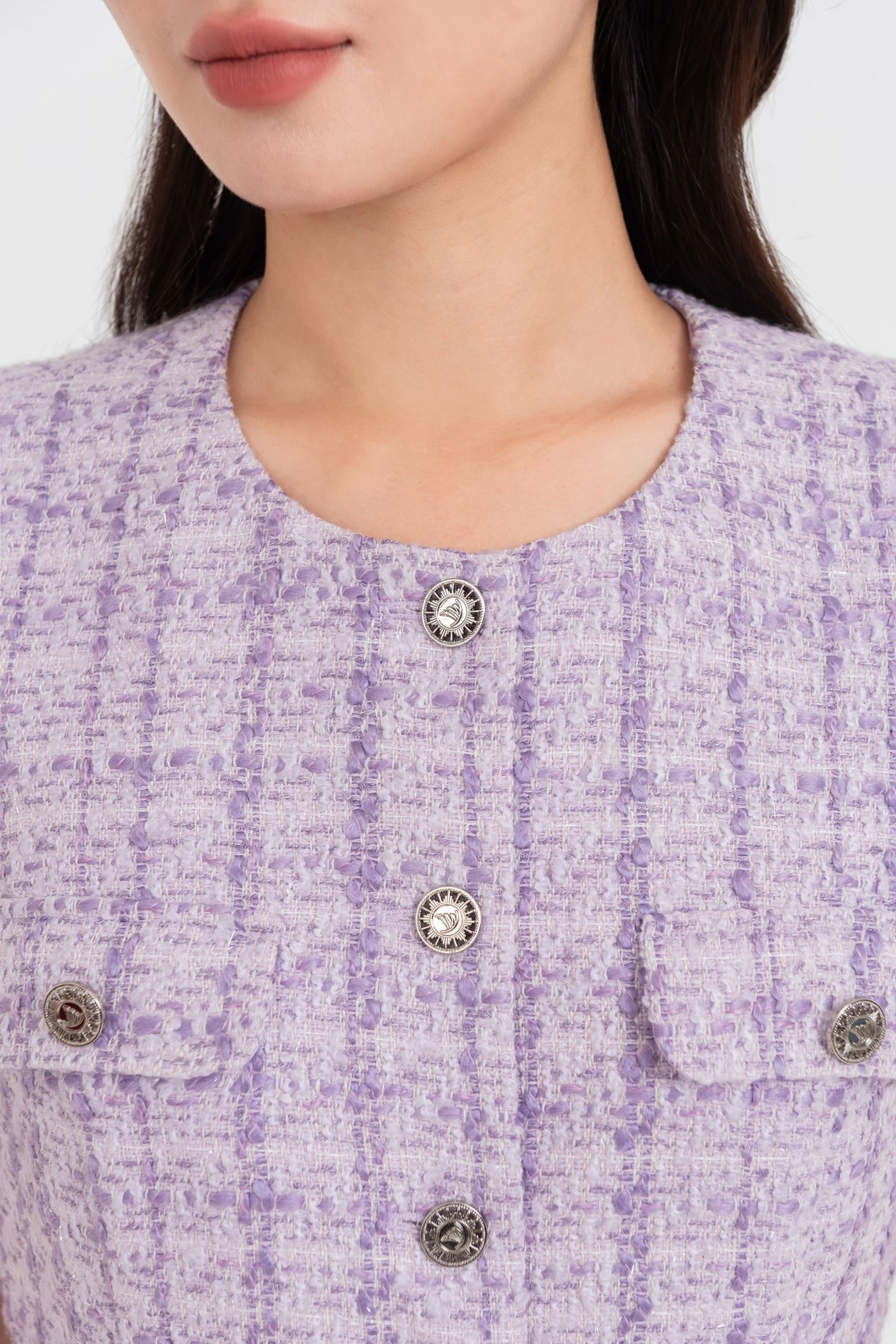 Áo Tweed Lilac Elegance