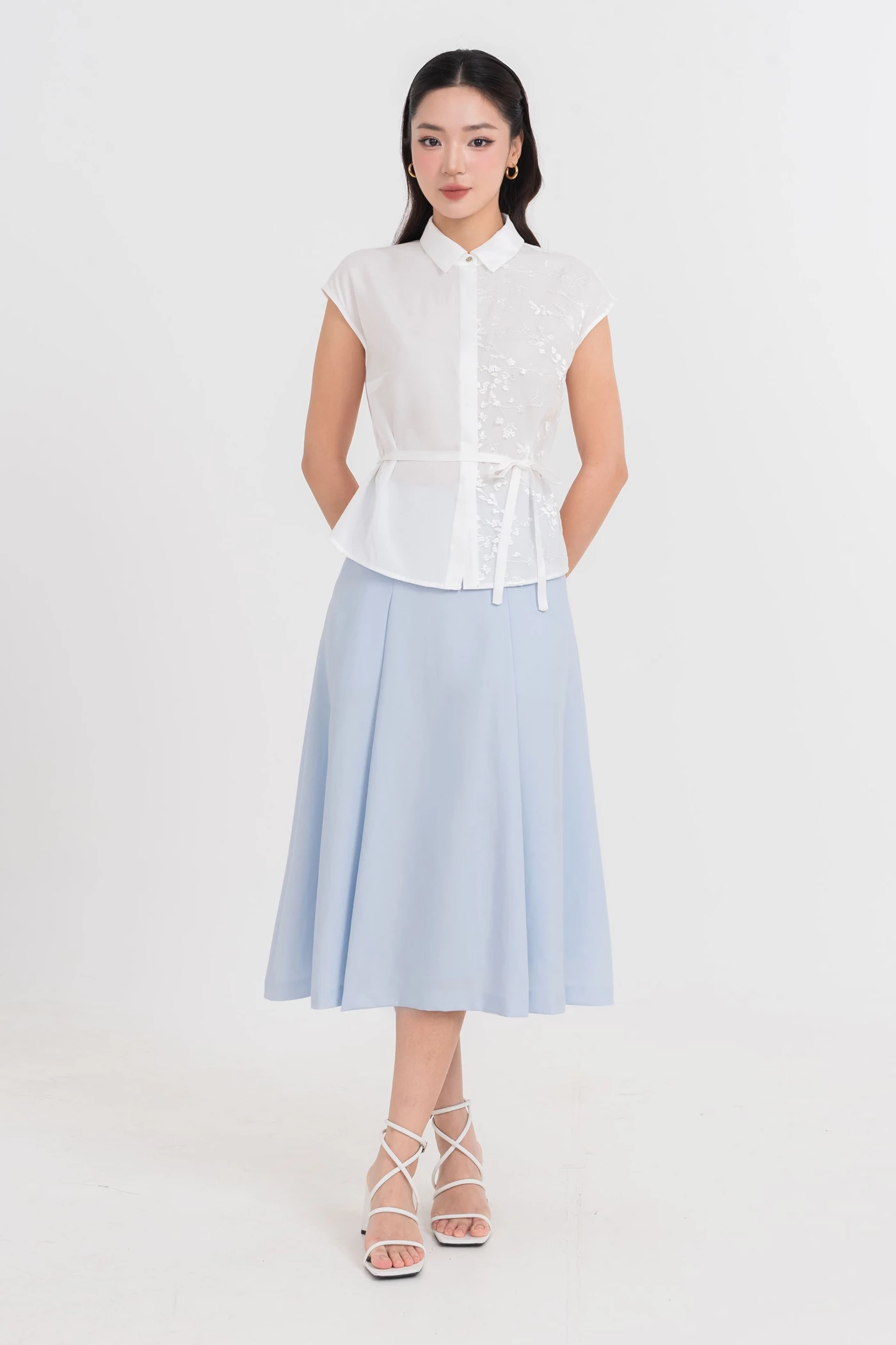 Áo sơ mi lụa Daisy Panel